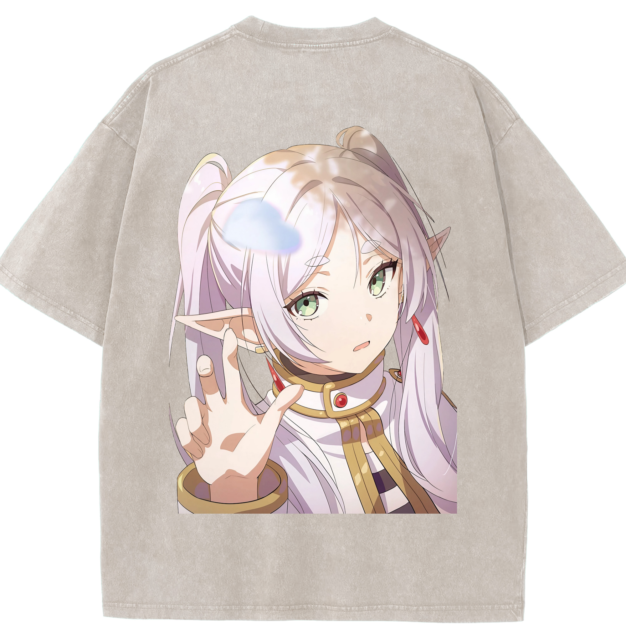 （画像用） 葬送のフリーレン Frieren 綿100% ヴィンテージ風 半袖Tシャツ（背面プリント）