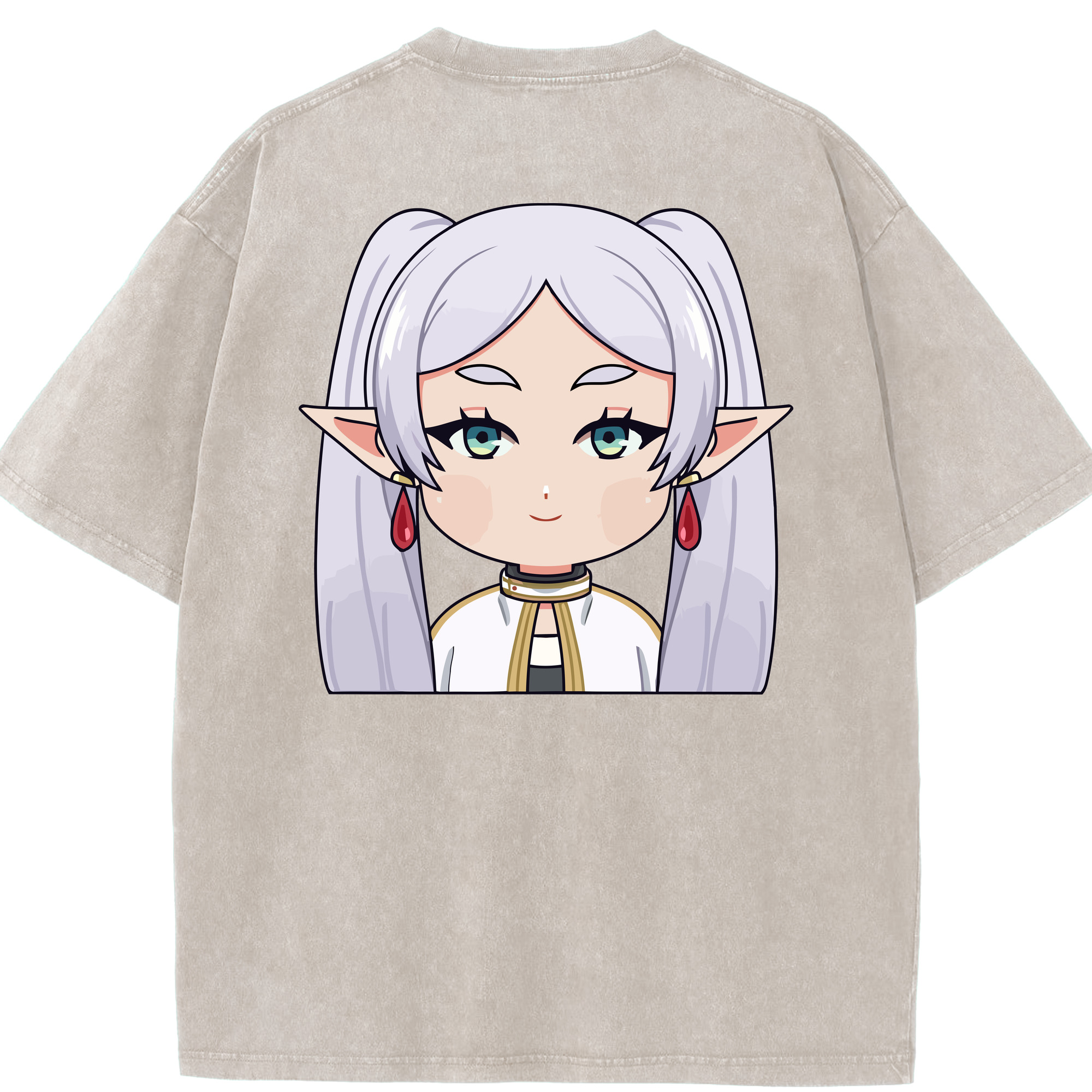 （画像用） 葬送のフリーレン Frieren 綿100% ヴィンテージ風 半袖Tシャツ（背面プリント）