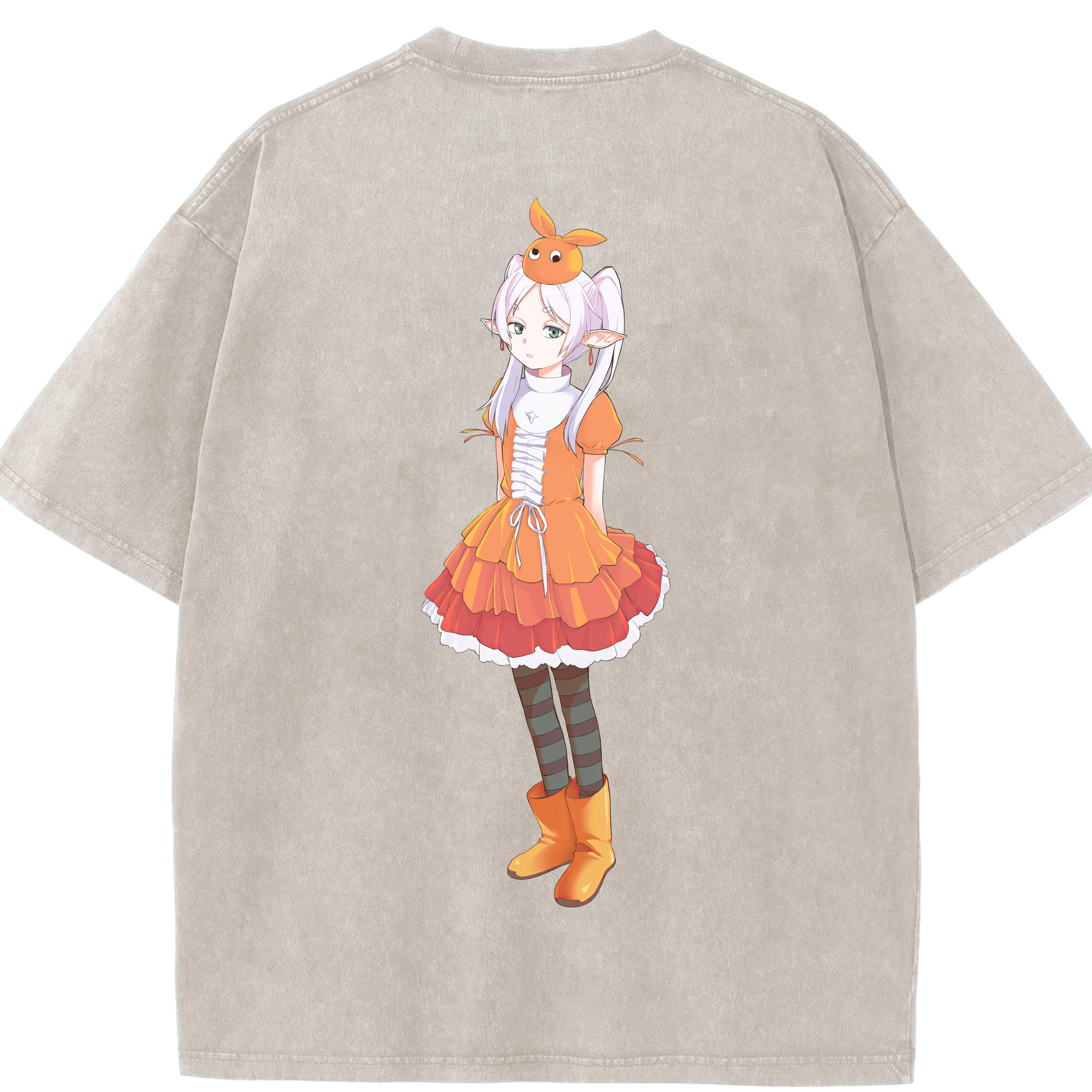 （画像用） 葬送のフリーレン Frieren 綿100% ヴィンテージ風 半袖Tシャツ（背面プリント）