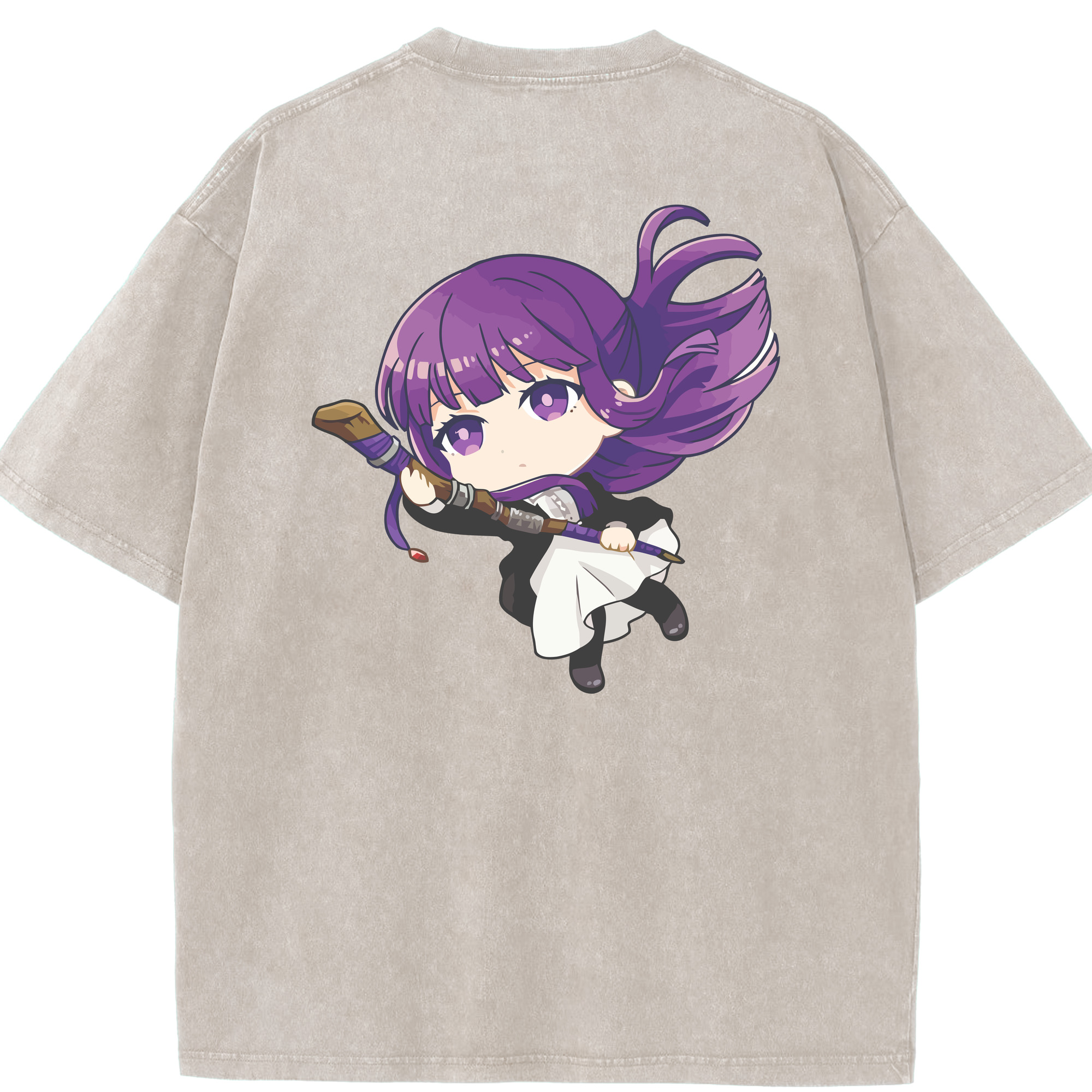 （画像用） 葬送のフリーレン Frieren 綿100% ヴィンテージ風 半袖Tシャツ（背面プリント）