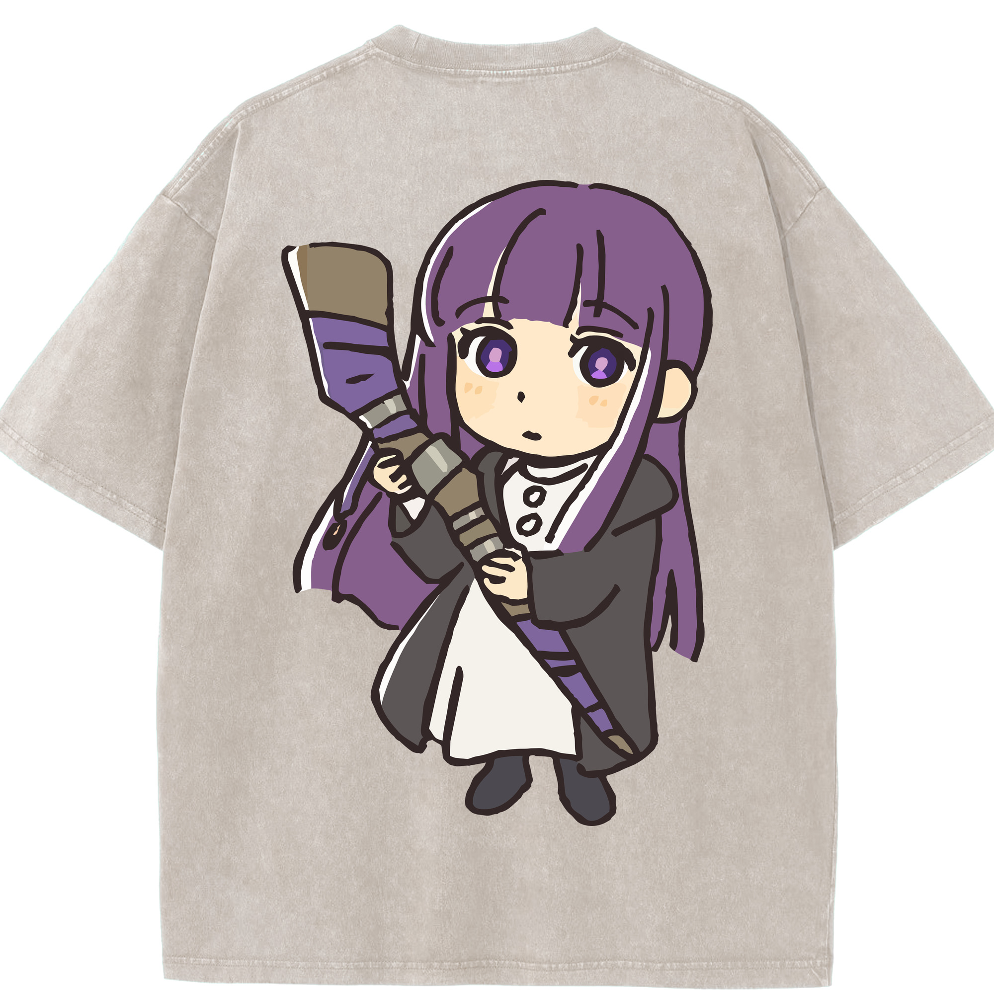 （画像用） 葬送のフリーレン Frieren 綿100% ヴィンテージ風 半袖Tシャツ（背面プリント）