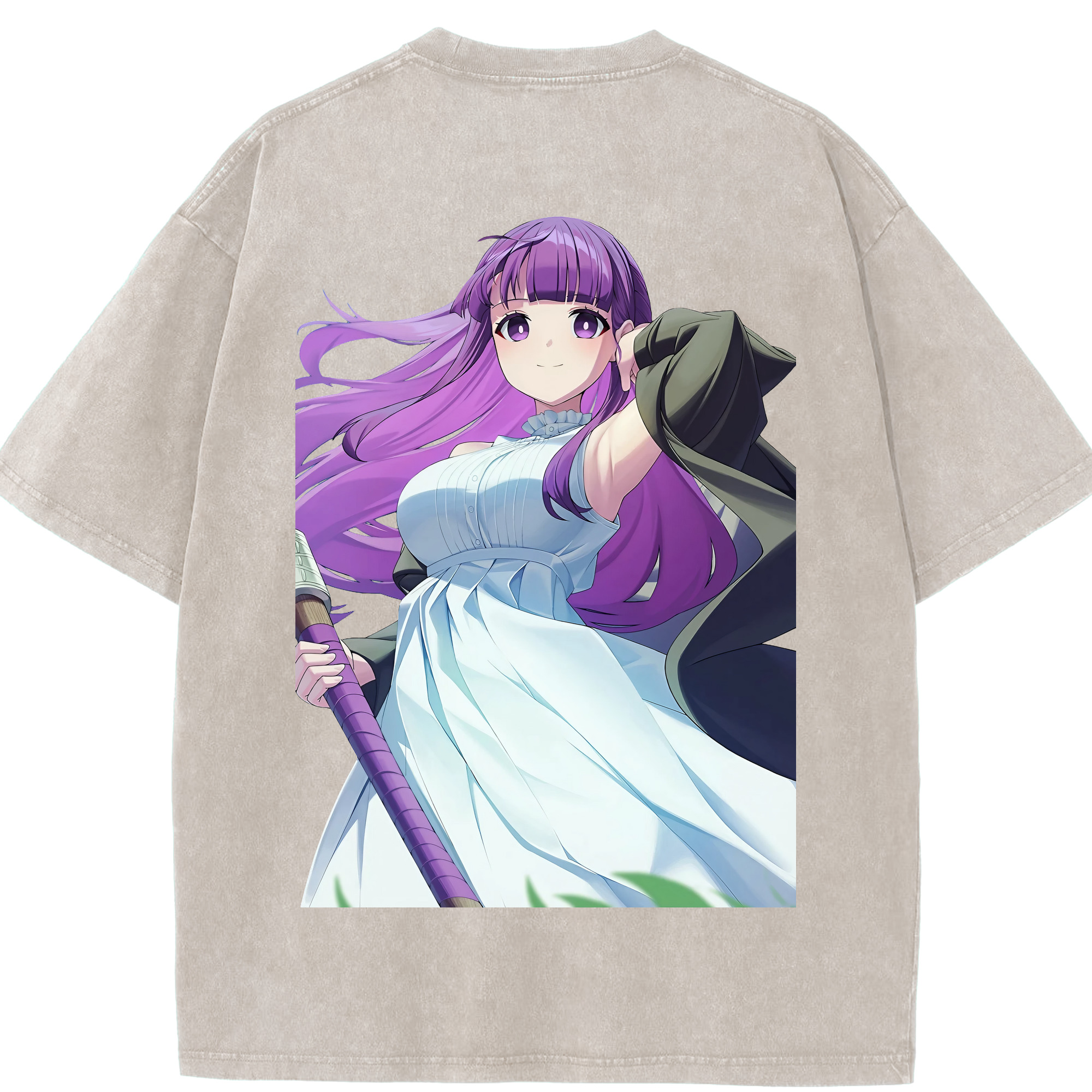 （画像用） 葬送のフリーレン Frieren 綿100% ヴィンテージ風 半袖Tシャツ（背面プリント）