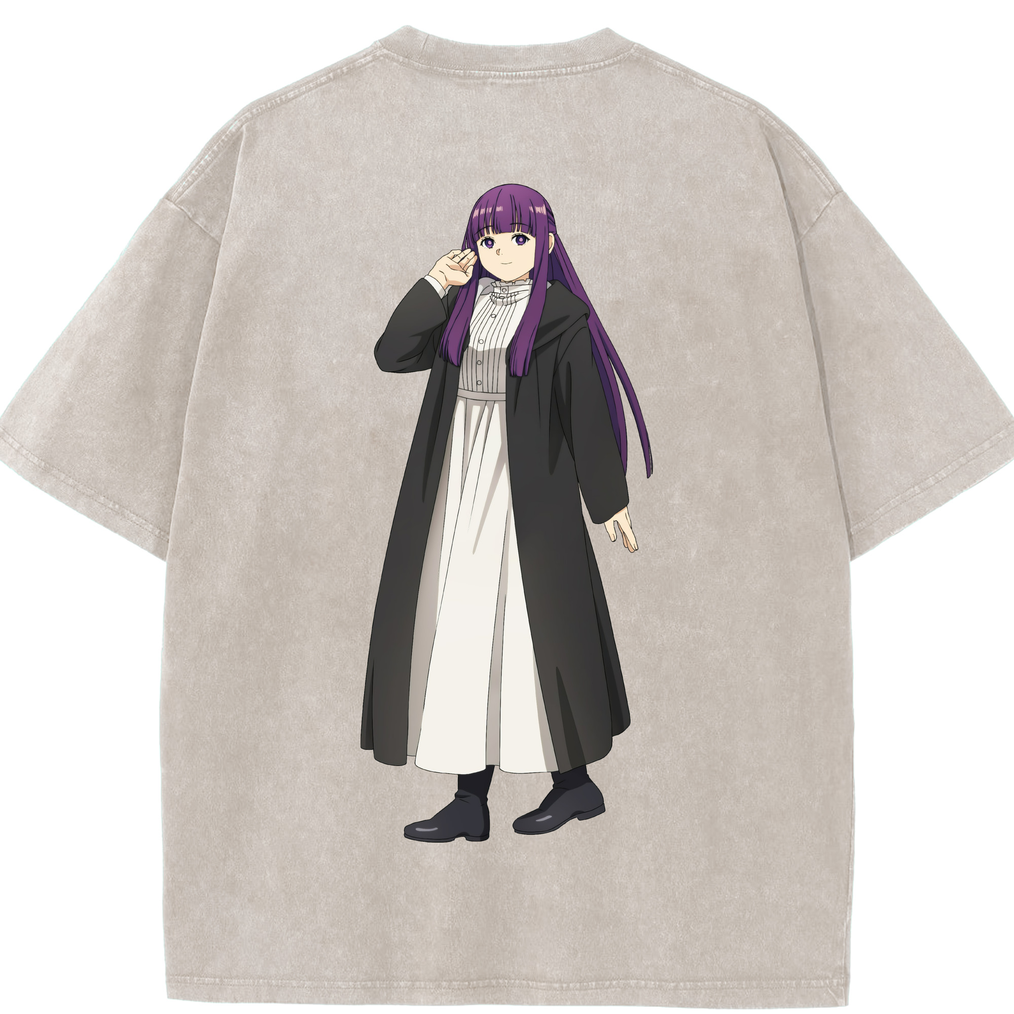 （画像用） 葬送のフリーレン Frieren 綿100% ヴィンテージ風 半袖Tシャツ（背面プリント）
