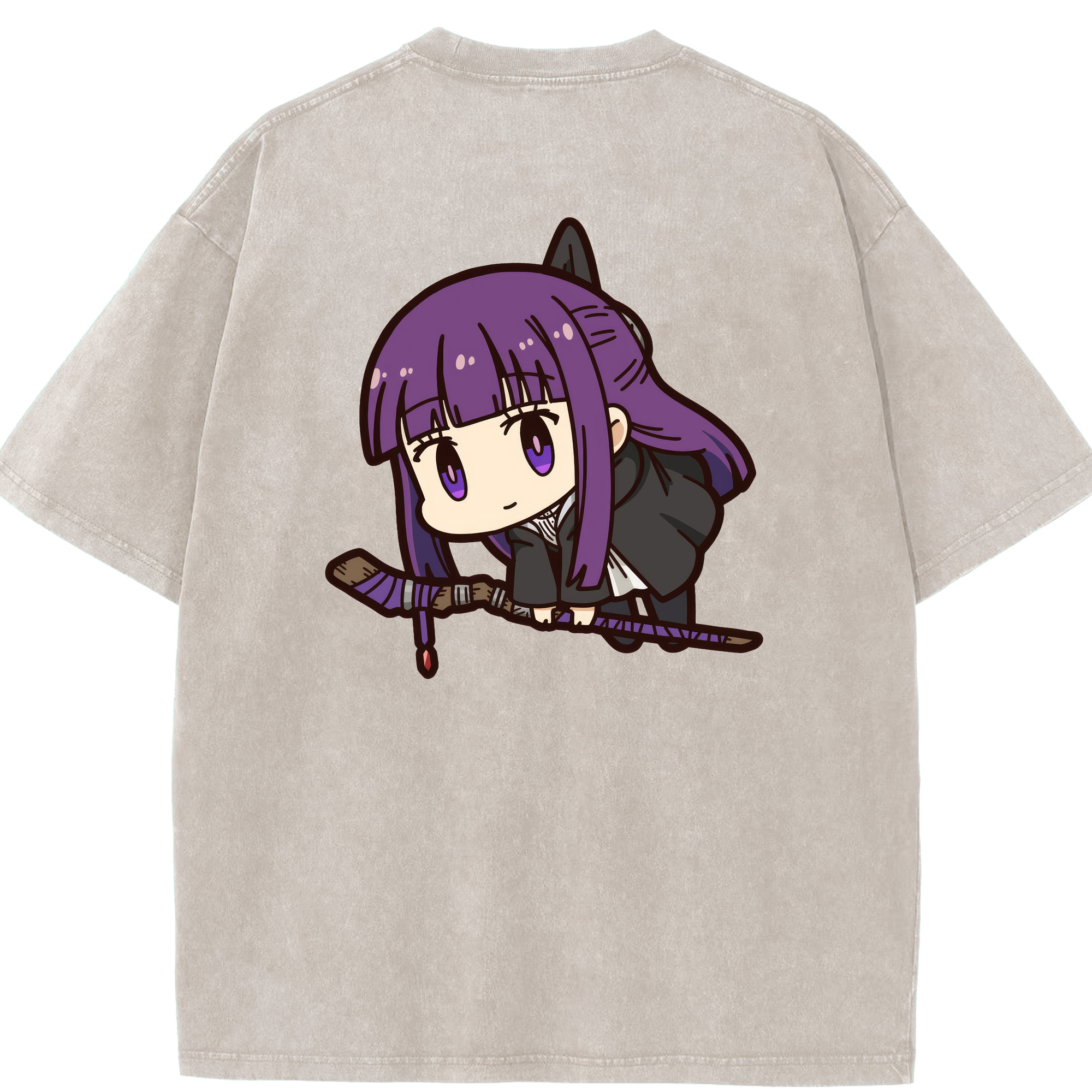 （画像用） 葬送のフリーレン Frieren 綿100% ヴィンテージ風 半袖Tシャツ（背面プリント）