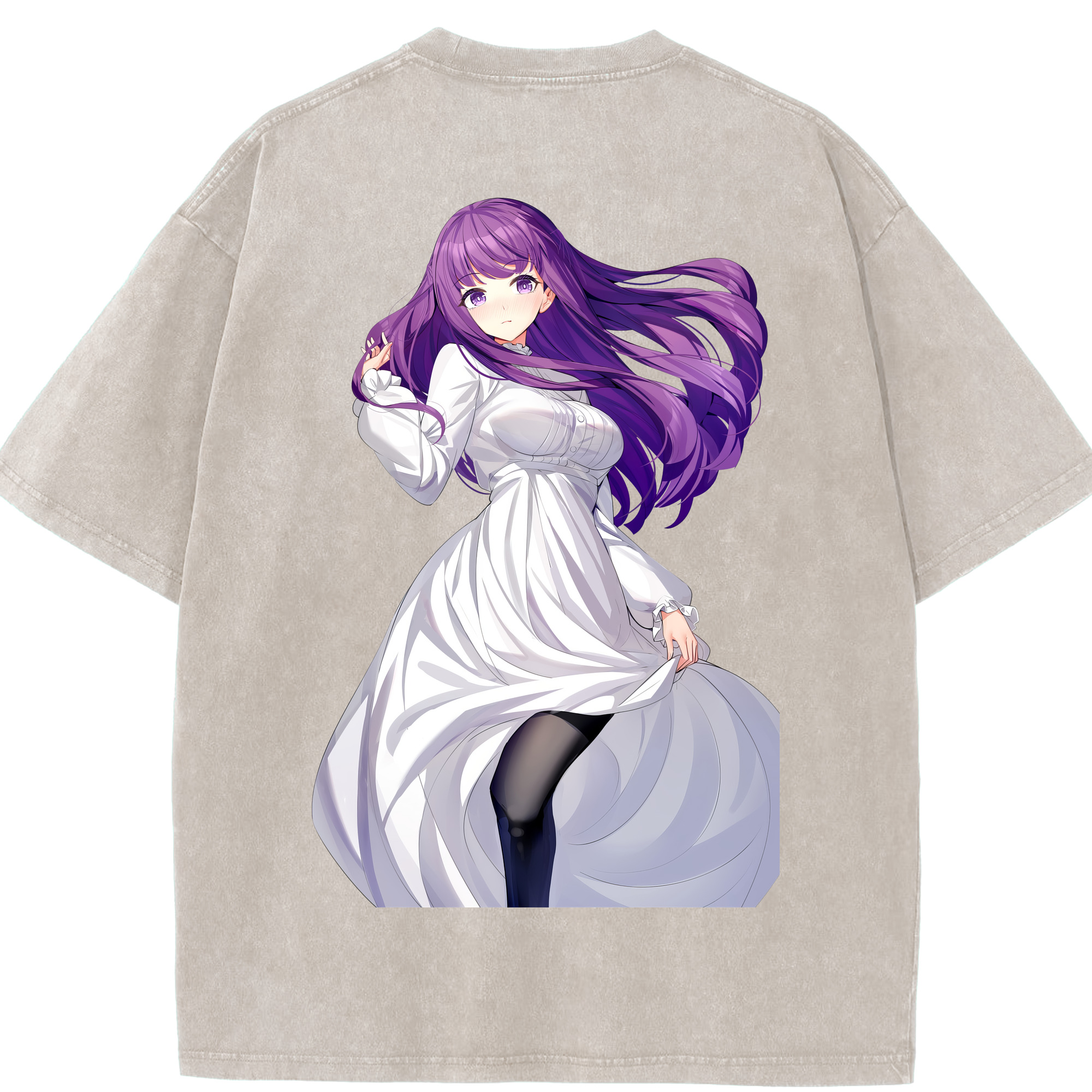 （画像用） 葬送のフリーレン Frieren 綿100% ヴィンテージ風 半袖Tシャツ（背面プリント）