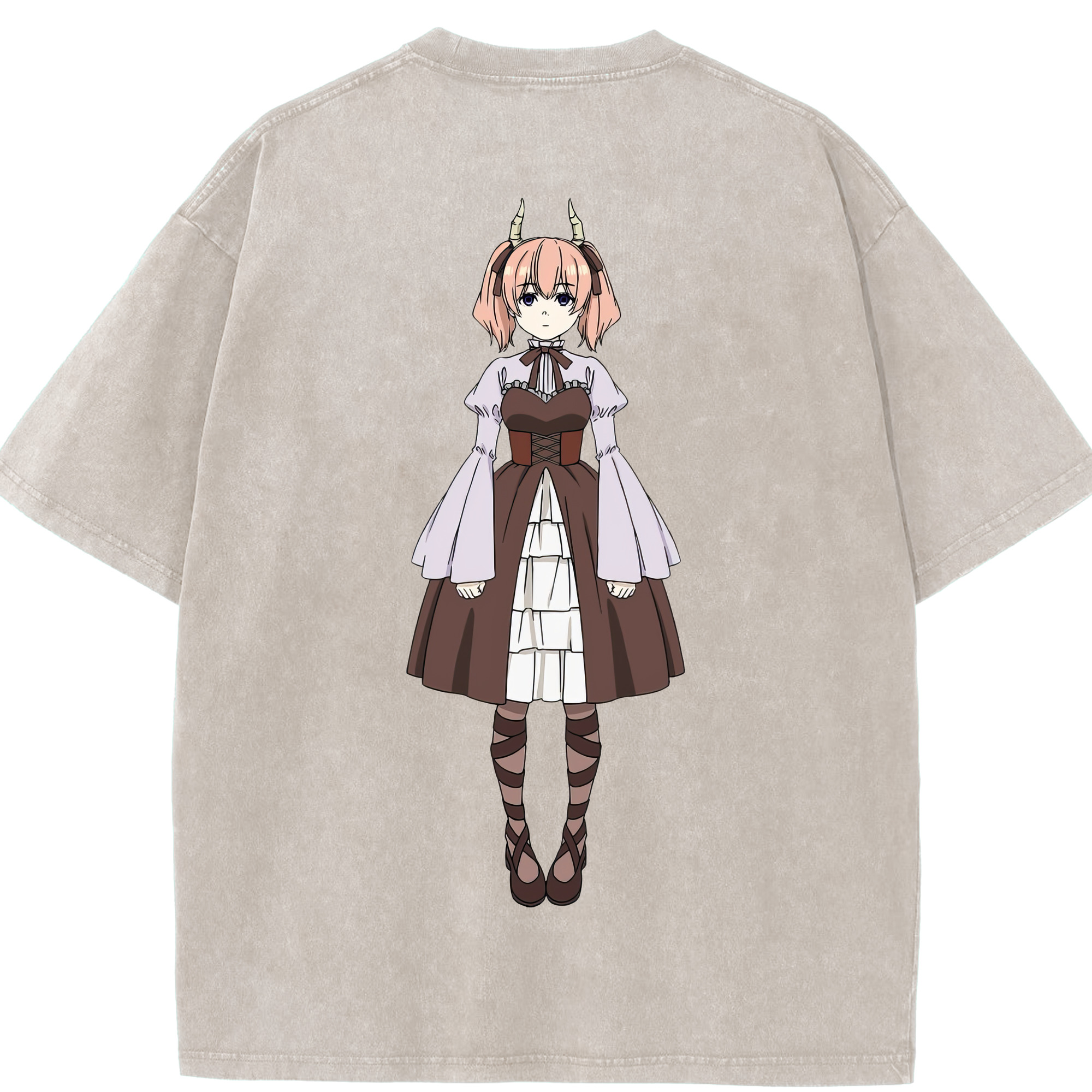 （画像用） 葬送のフリーレン Frieren 綿100% ヴィンテージ風 半袖Tシャツ（背面プリント）