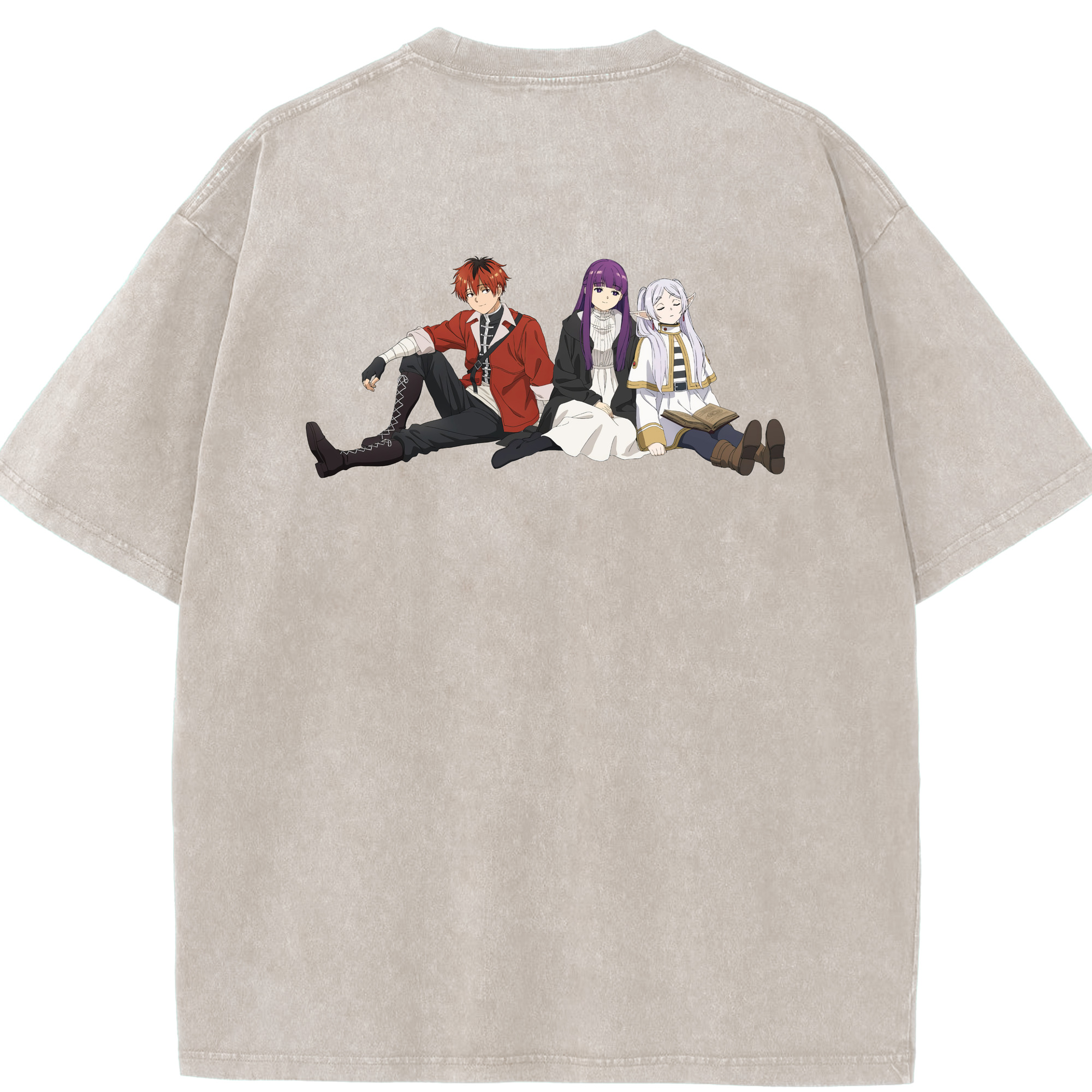 （画像用） 葬送のフリーレン Frieren 綿100% ヴィンテージ風 半袖Tシャツ（背面プリント）