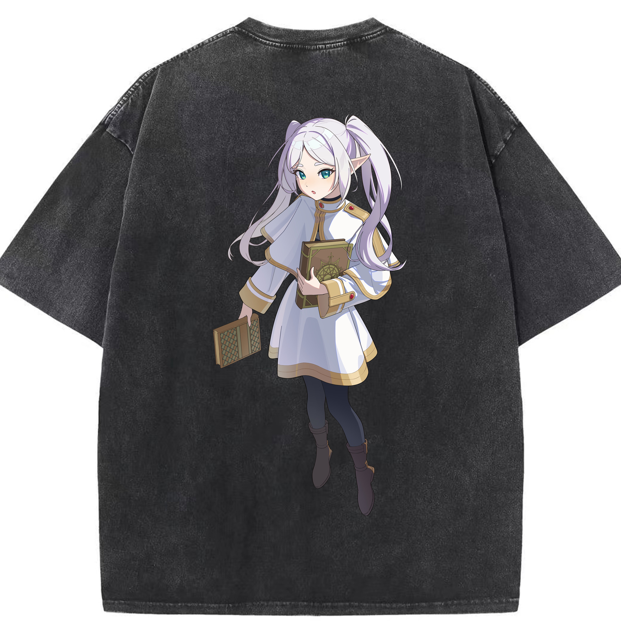 （画像用） 葬送のフリーレン Frieren 綿100% ヴィンテージ風 半袖Tシャツ（背面プリント）