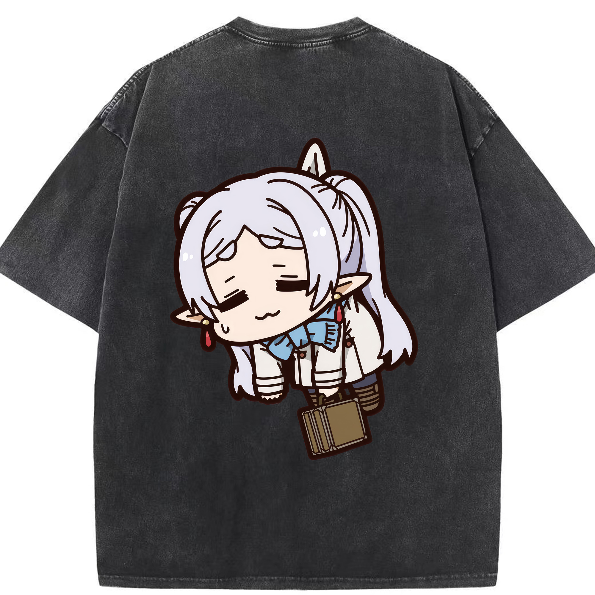 （画像用） 葬送のフリーレン Frieren 綿100% ヴィンテージ風 半袖Tシャツ（背面プリント）