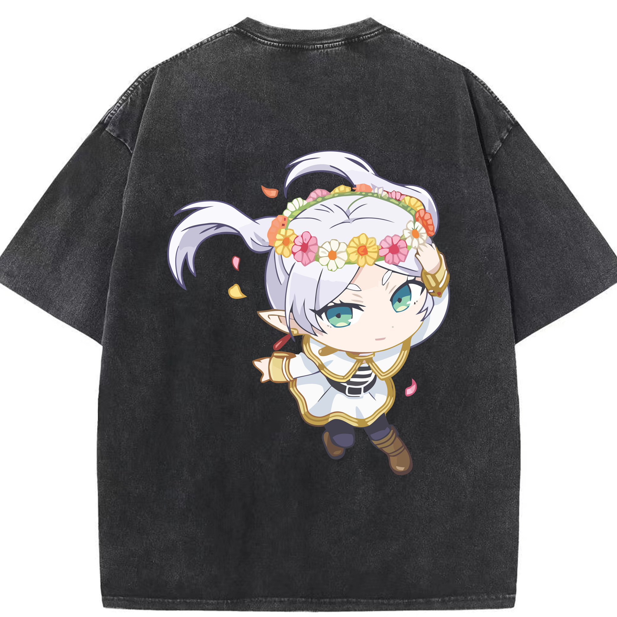 （画像用） 葬送のフリーレン Frieren 綿100% ヴィンテージ風 半袖Tシャツ（背面プリント）