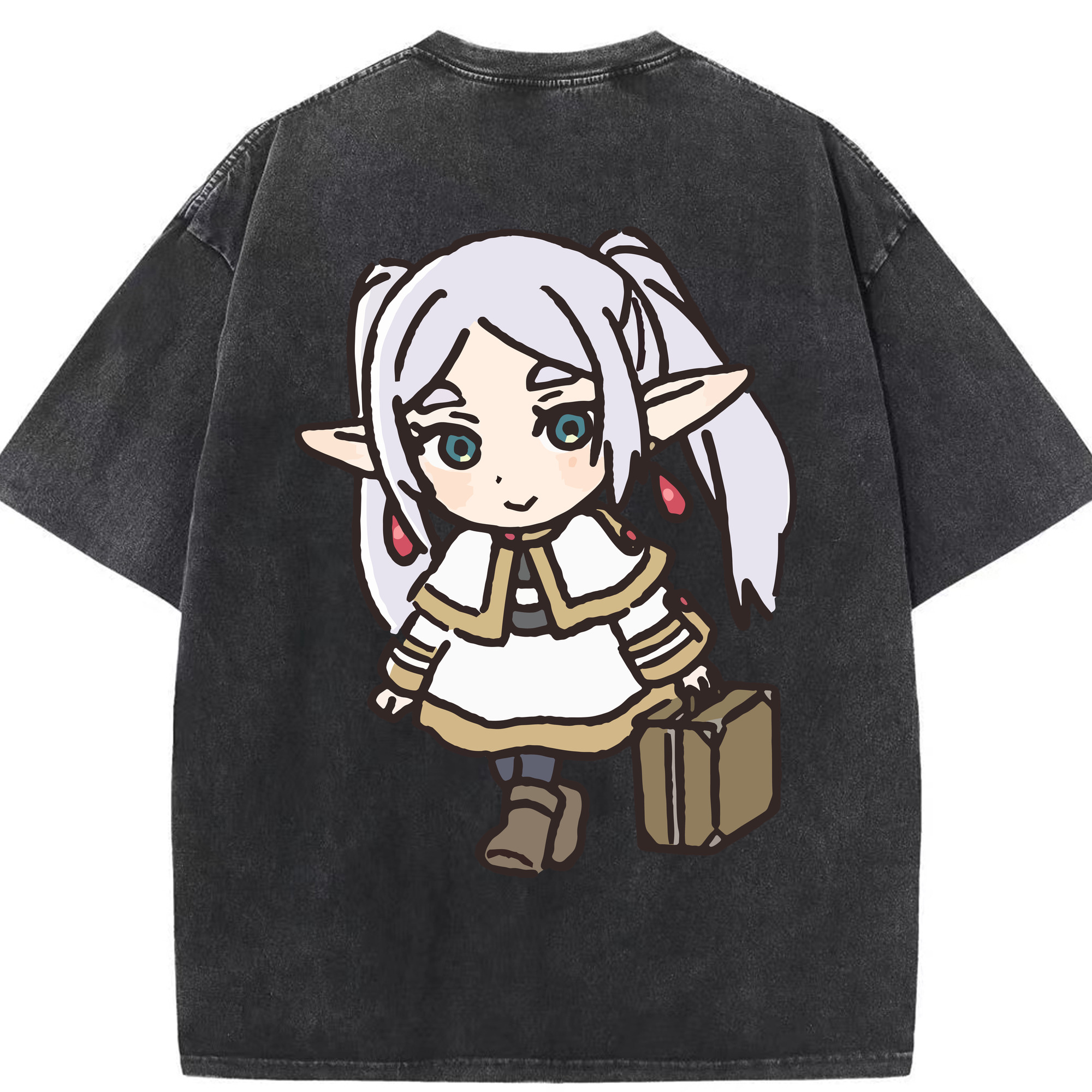 （画像用） 葬送のフリーレン Frieren 綿100% ヴィンテージ風 半袖Tシャツ（背面プリント）