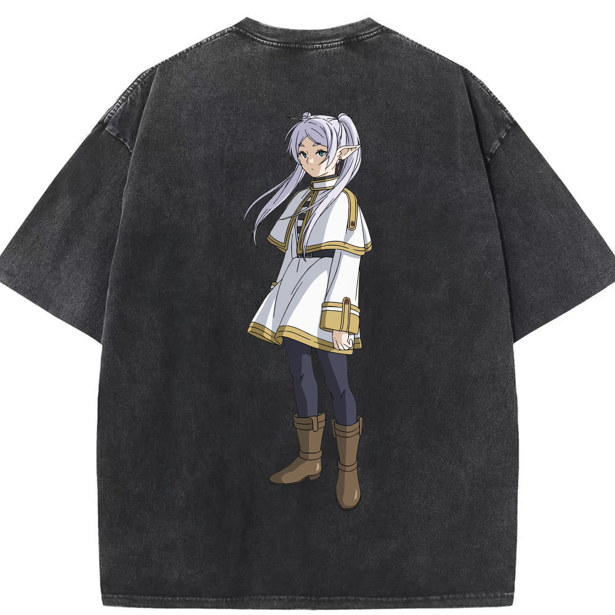 （画像用） 葬送のフリーレン Frieren 綿100% ヴィンテージ風 半袖Tシャツ（背面プリント）