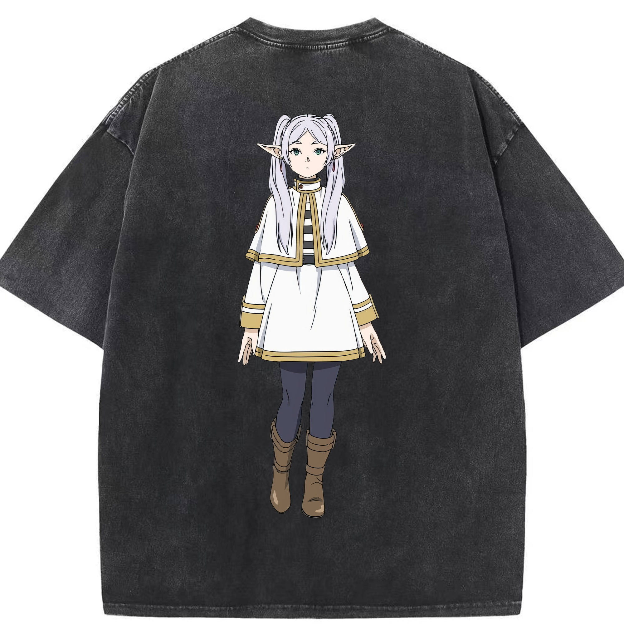 （画像用） 葬送のフリーレン Frieren 綿100% ヴィンテージ風 半袖Tシャツ（背面プリント）