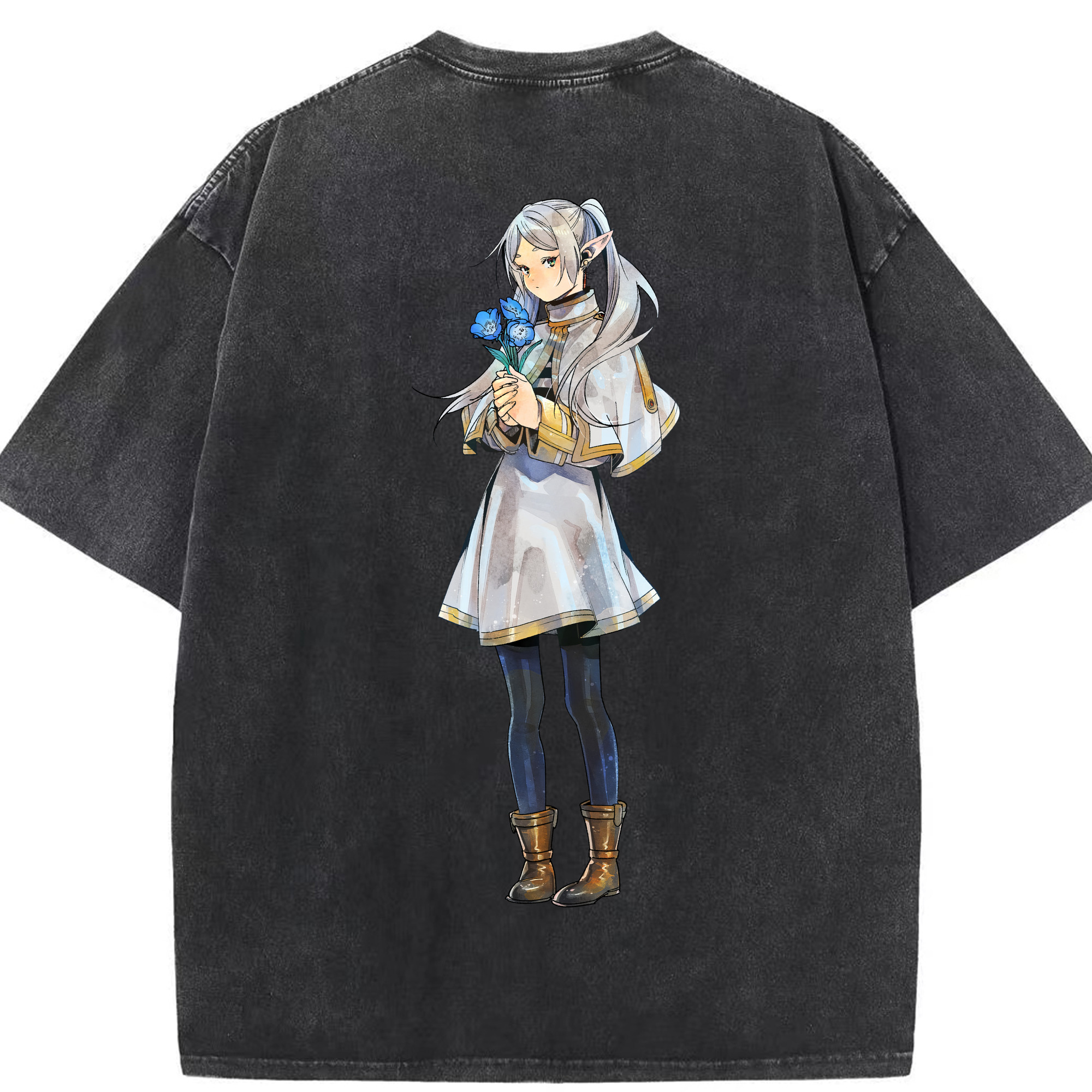 （画像用） 葬送のフリーレン Frieren 綿100% ヴィンテージ風 半袖Tシャツ（背面プリント）