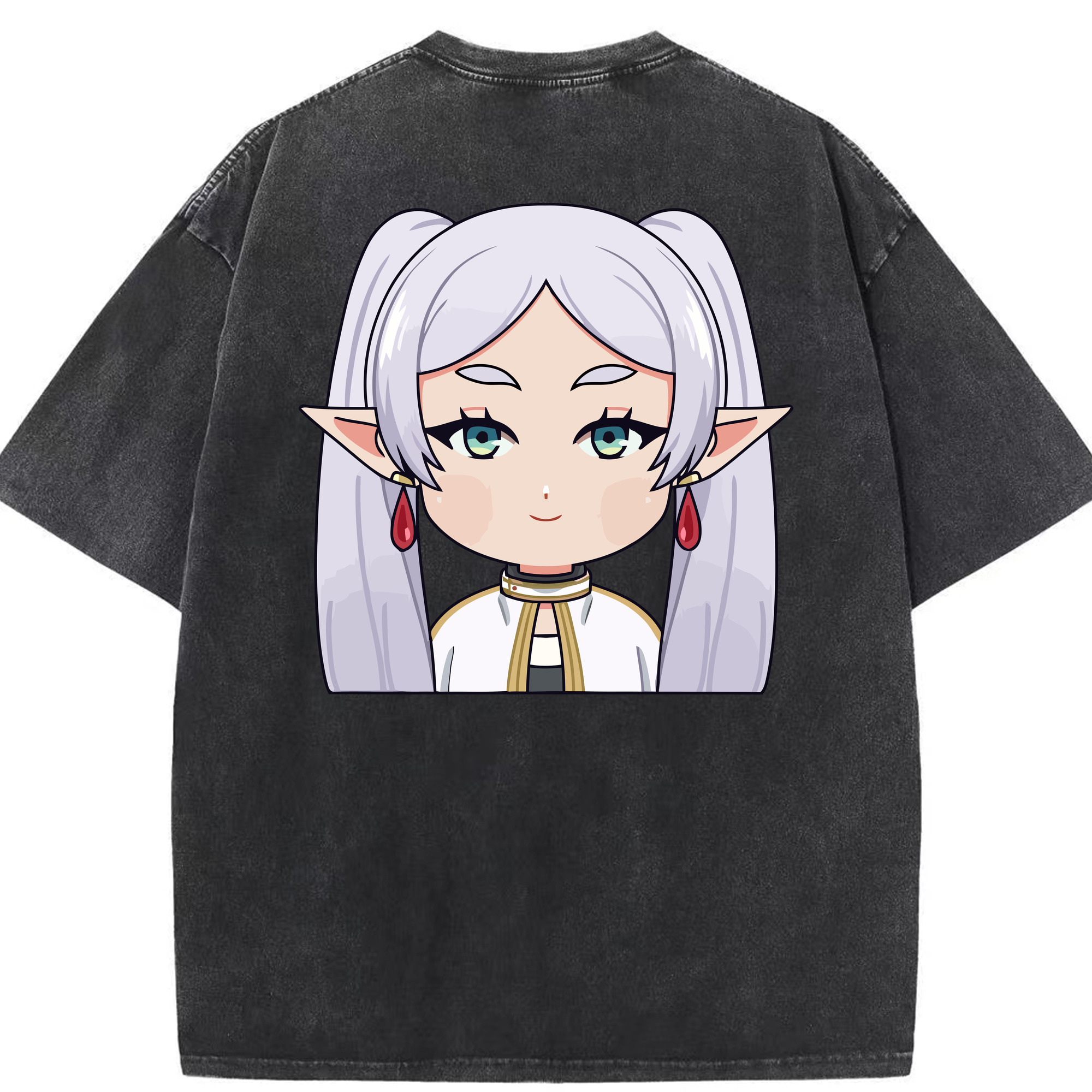 （画像用） 葬送のフリーレン Frieren 綿100% ヴィンテージ風 半袖Tシャツ（背面プリント）