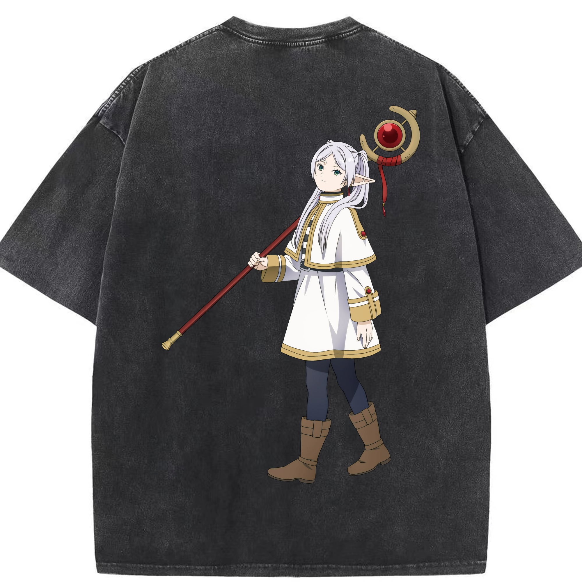 （画像用） 葬送のフリーレン Frieren 綿100% ヴィンテージ風 半袖Tシャツ（背面プリント）