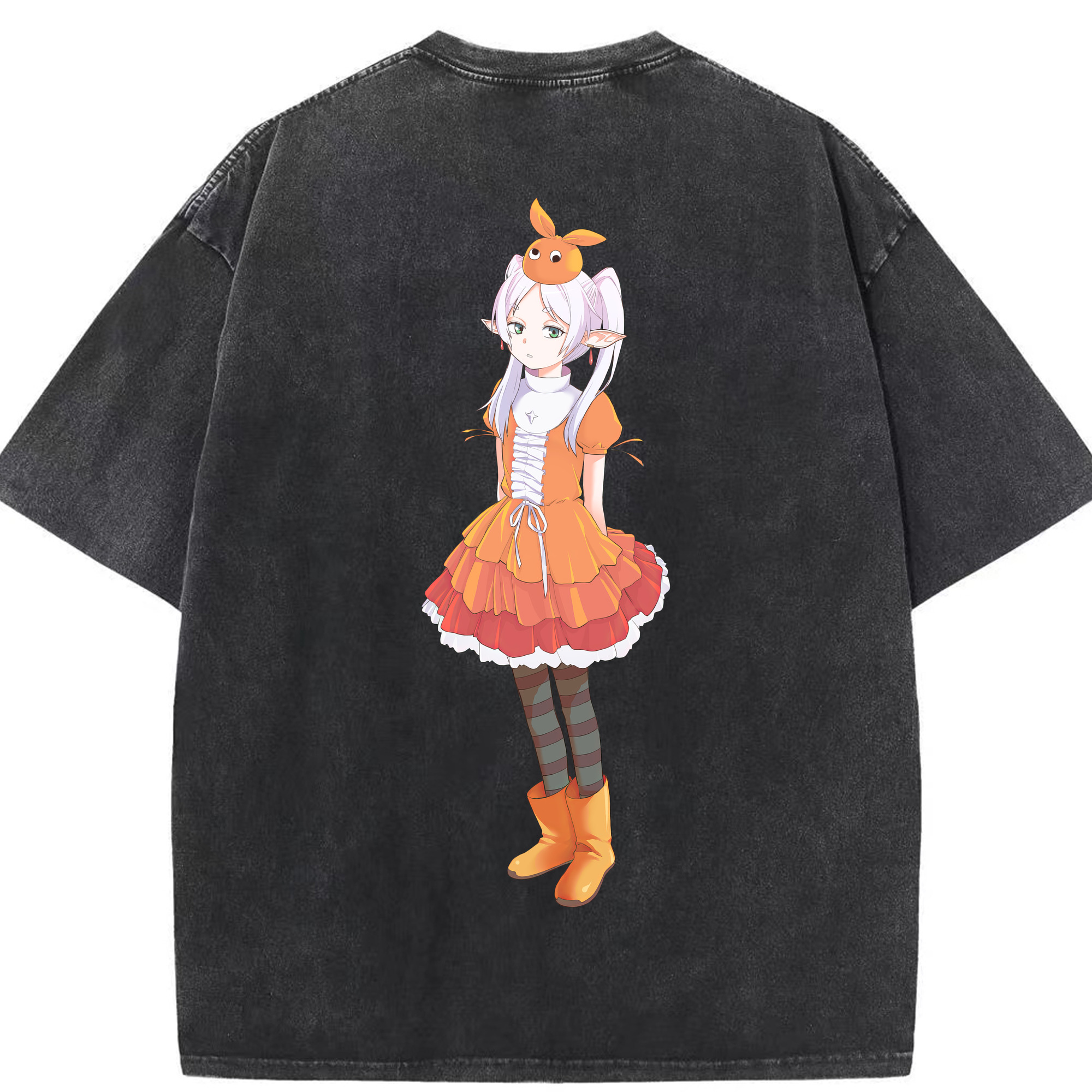 （画像用） 葬送のフリーレン Frieren 綿100% ヴィンテージ風 半袖Tシャツ（背面プリント）