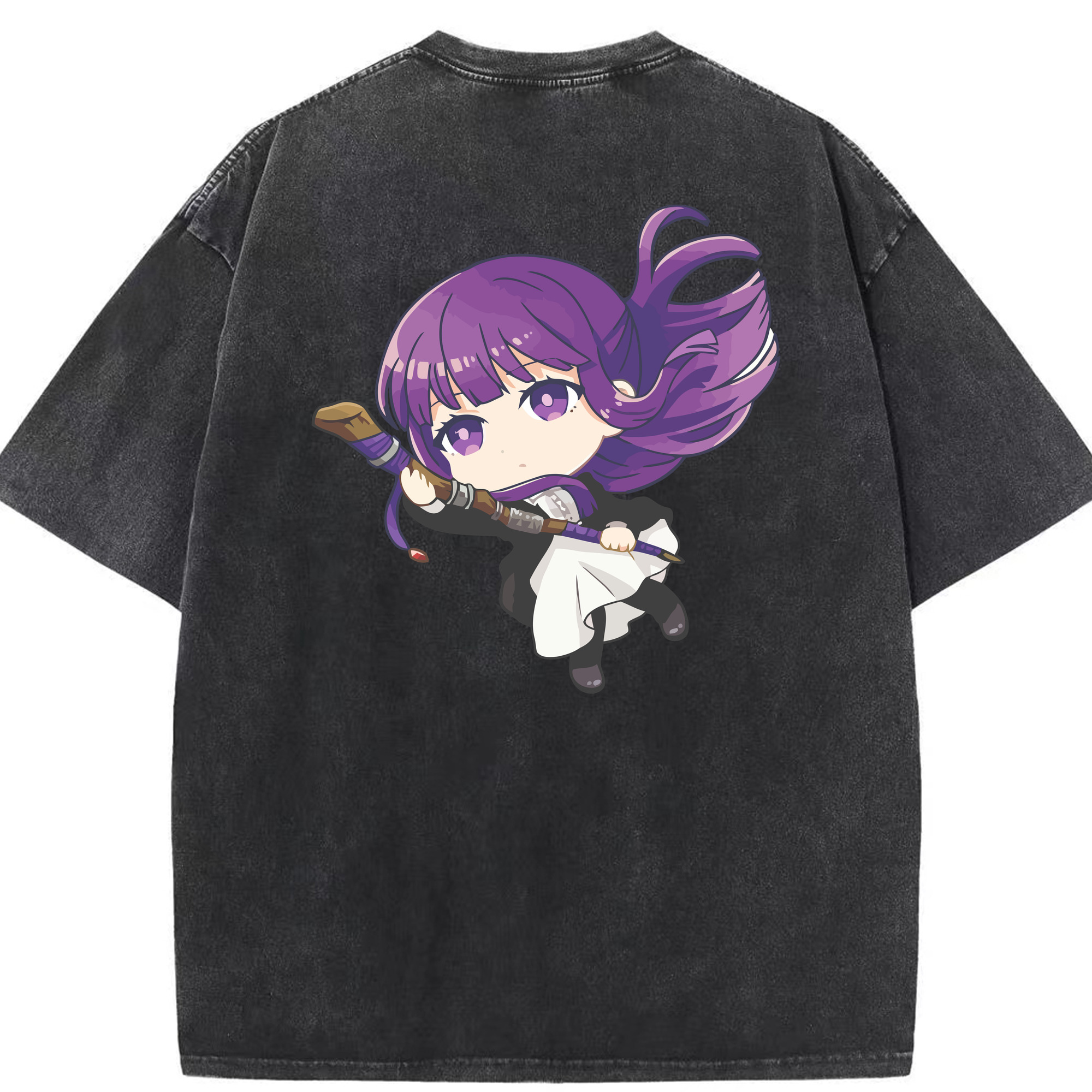 （画像用） 葬送のフリーレン Frieren 綿100% ヴィンテージ風 半袖Tシャツ（背面プリント）