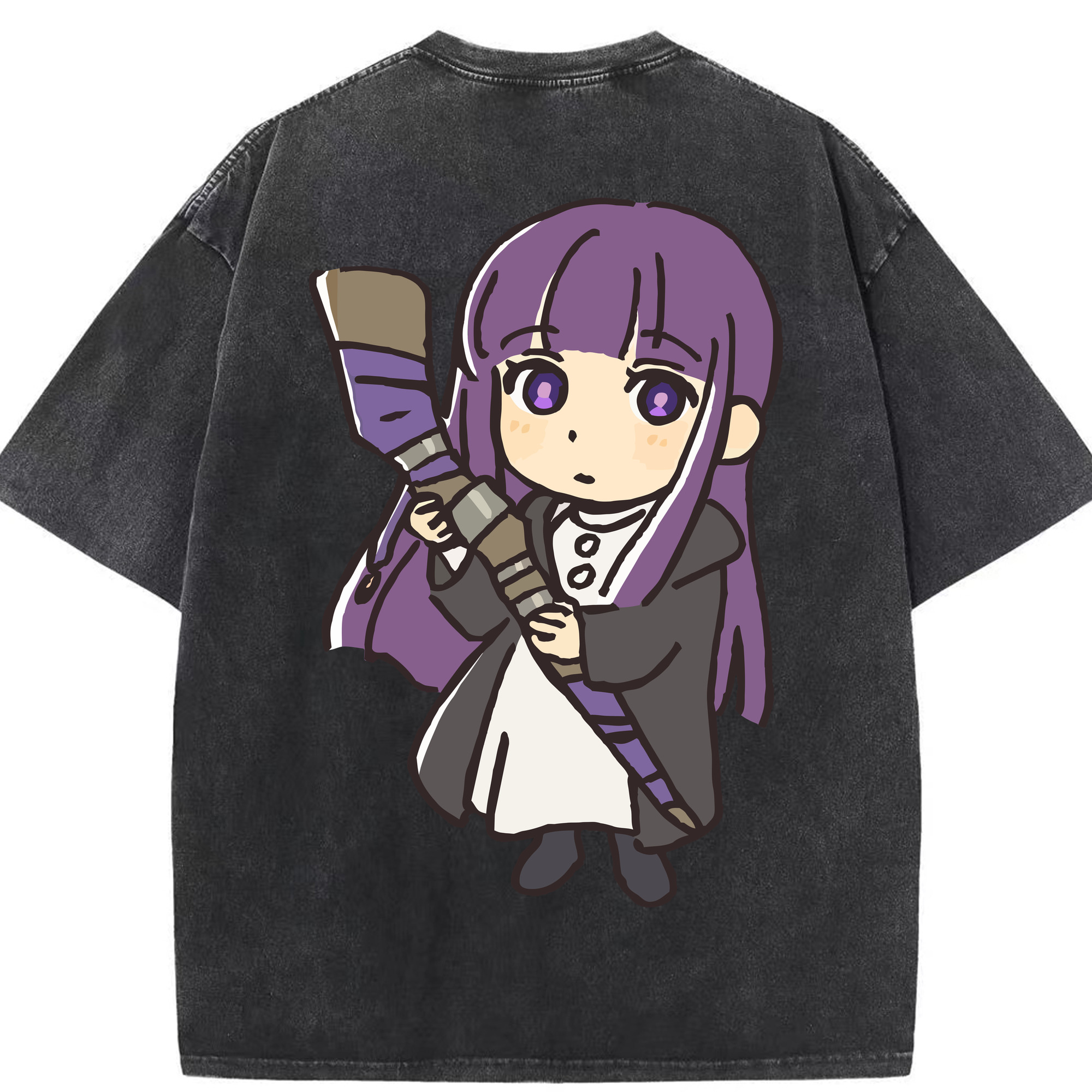 （画像用） 葬送のフリーレン Frieren 綿100% ヴィンテージ風 半袖Tシャツ（背面プリント）