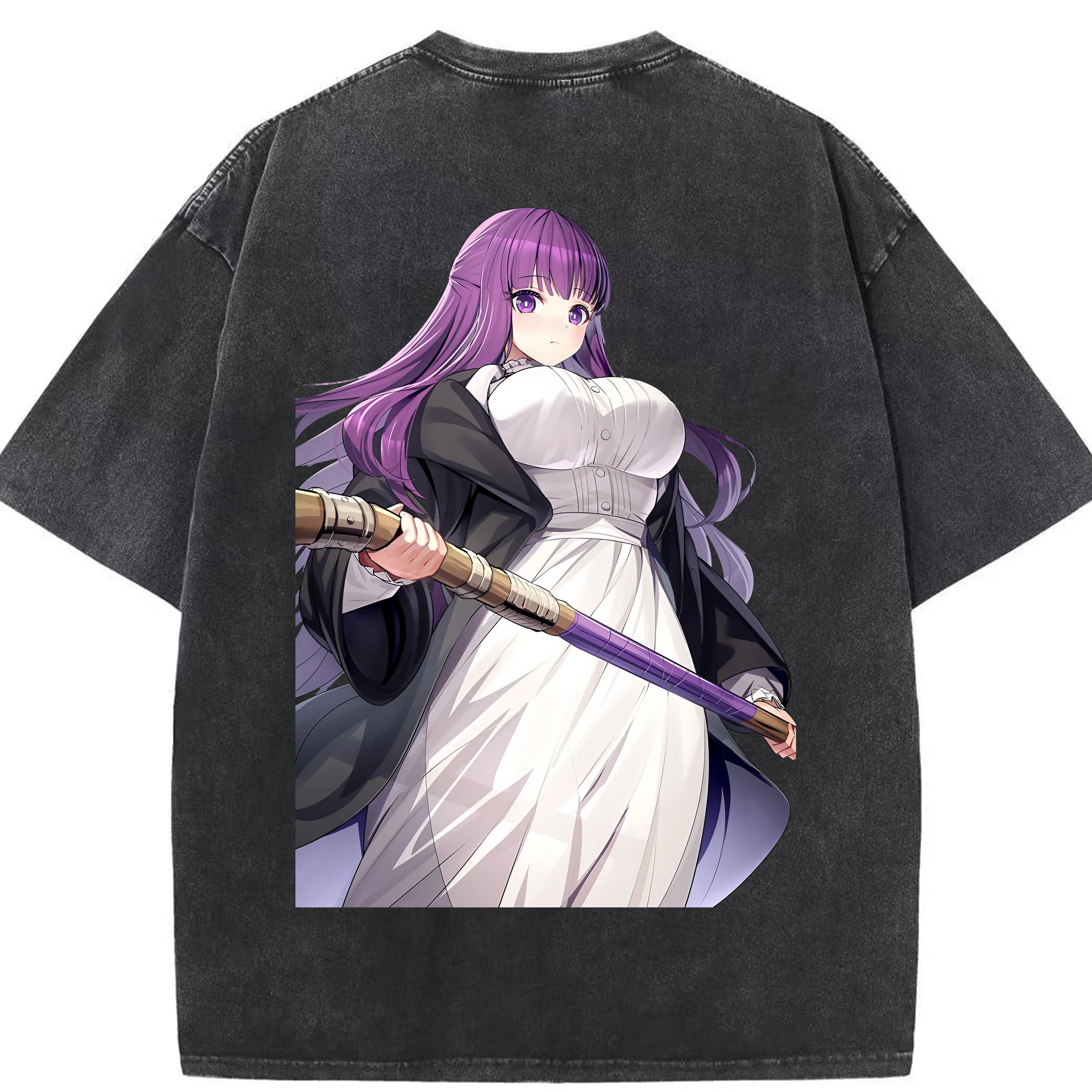 （画像用） 葬送のフリーレン Frieren 綿100% ヴィンテージ風 半袖Tシャツ（背面プリント）