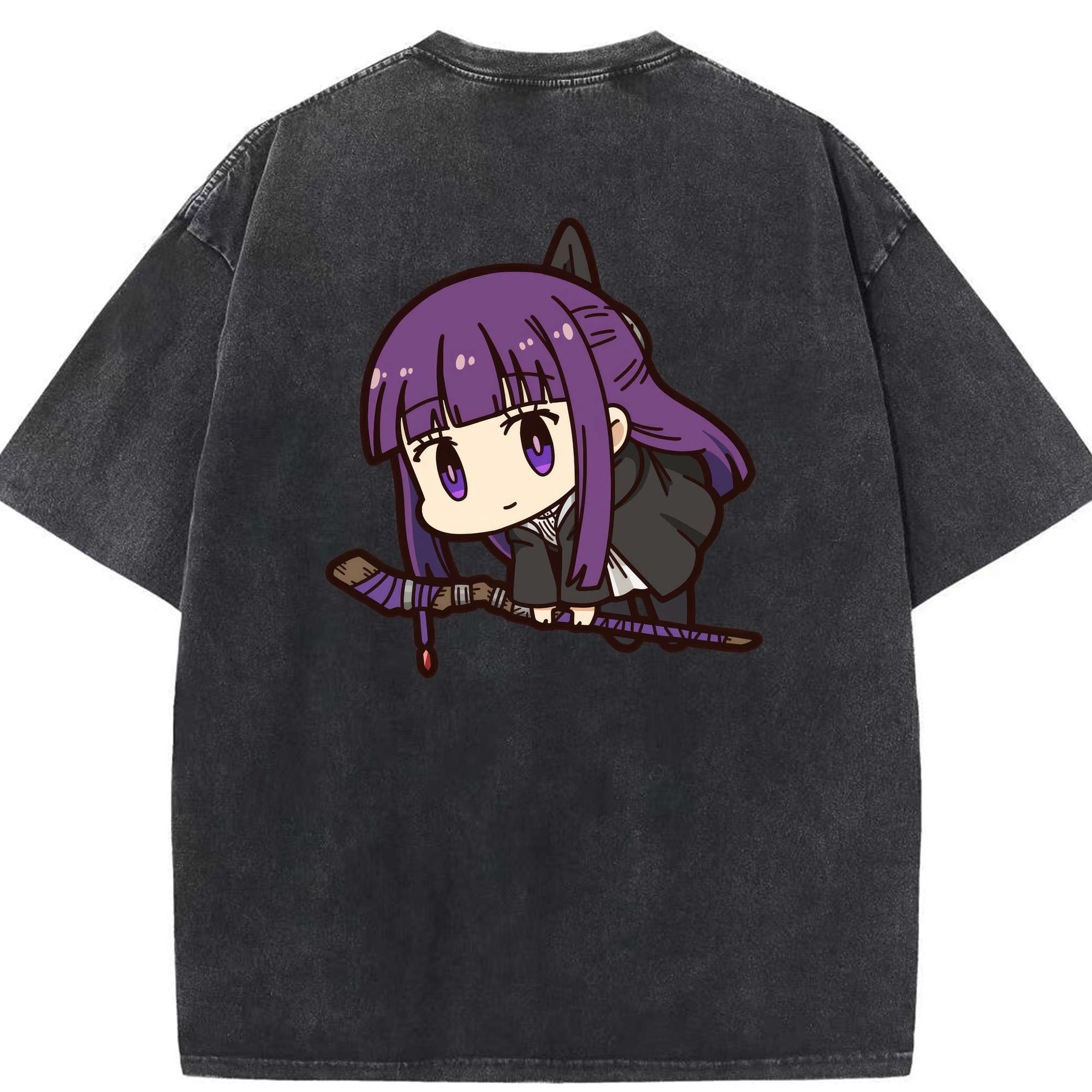 （画像用） 葬送のフリーレン Frieren 綿100% ヴィンテージ風 半袖Tシャツ（背面プリント）