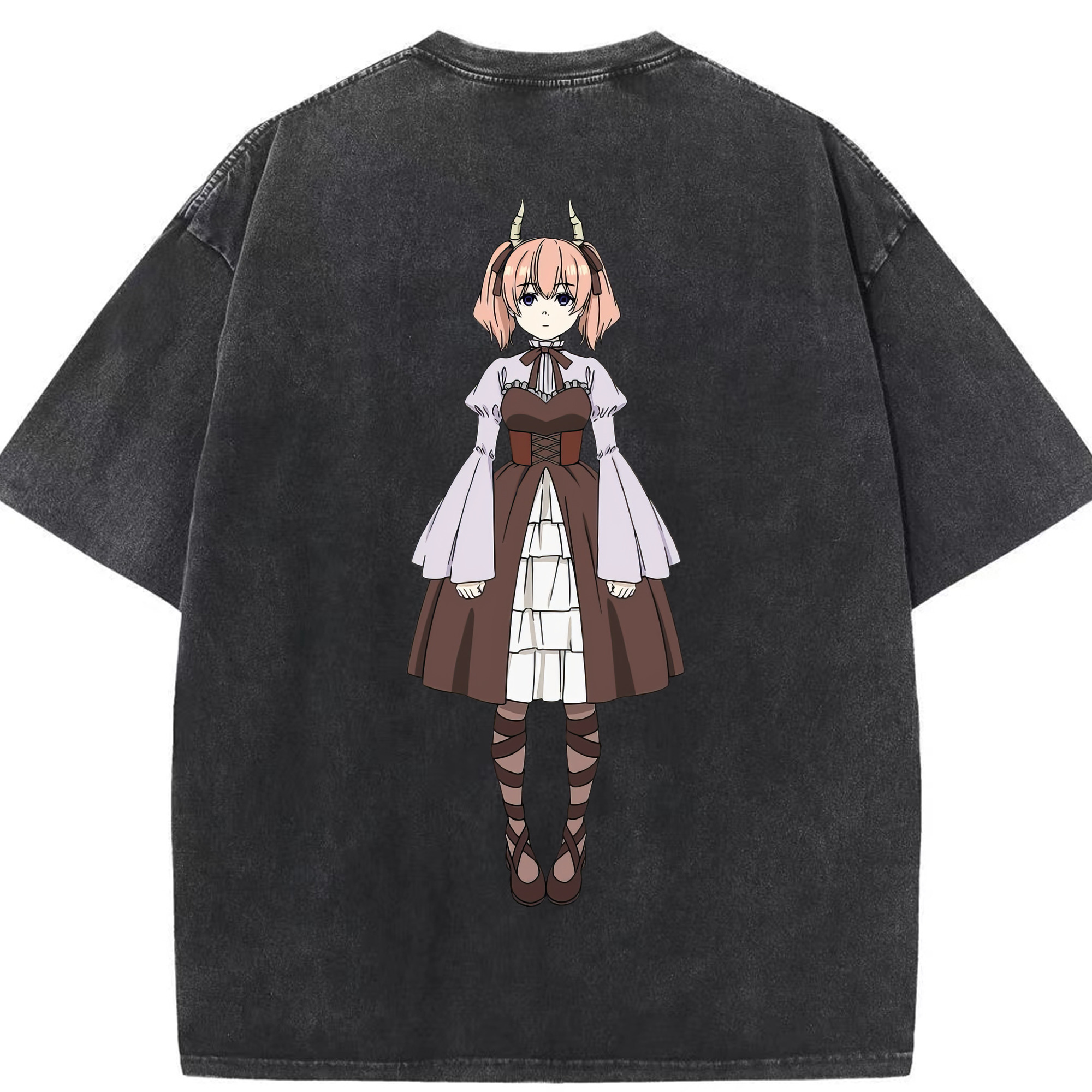（画像用） 葬送のフリーレン Frieren 綿100% ヴィンテージ風 半袖Tシャツ（背面プリント）