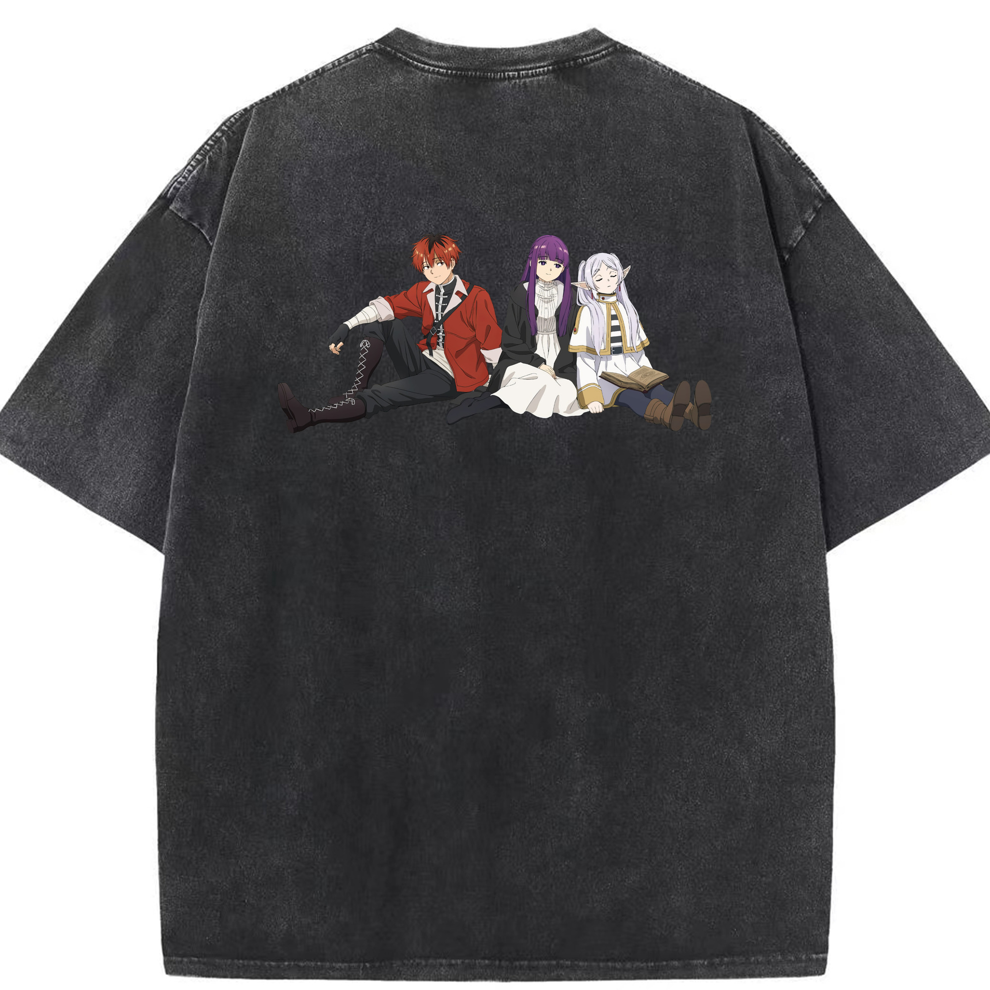 （画像用） 葬送のフリーレン Frieren 綿100% ヴィンテージ風 半袖Tシャツ（背面プリント）