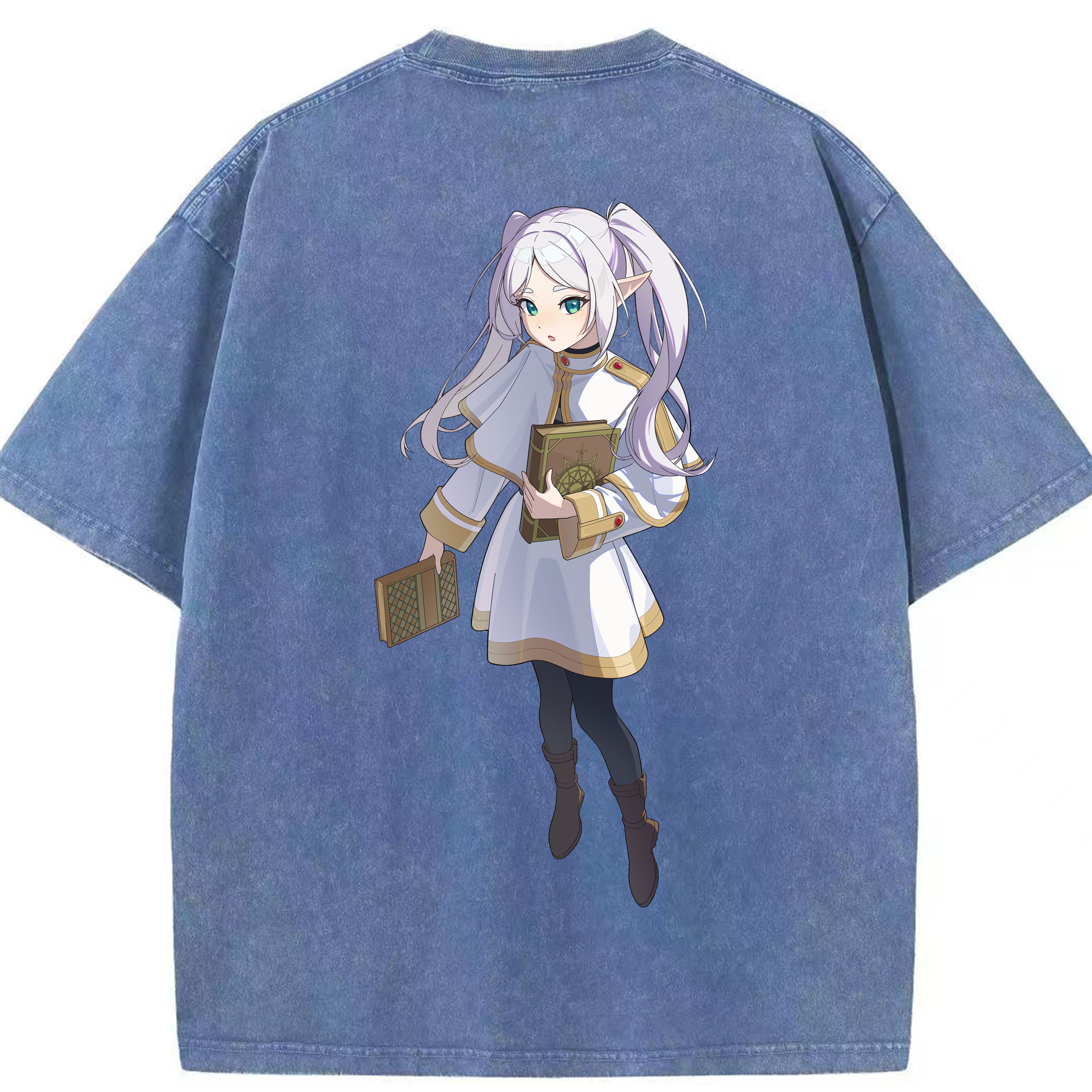 （画像用） 葬送のフリーレン Frieren 綿100% ヴィンテージ風 半袖Tシャツ（背面プリント）