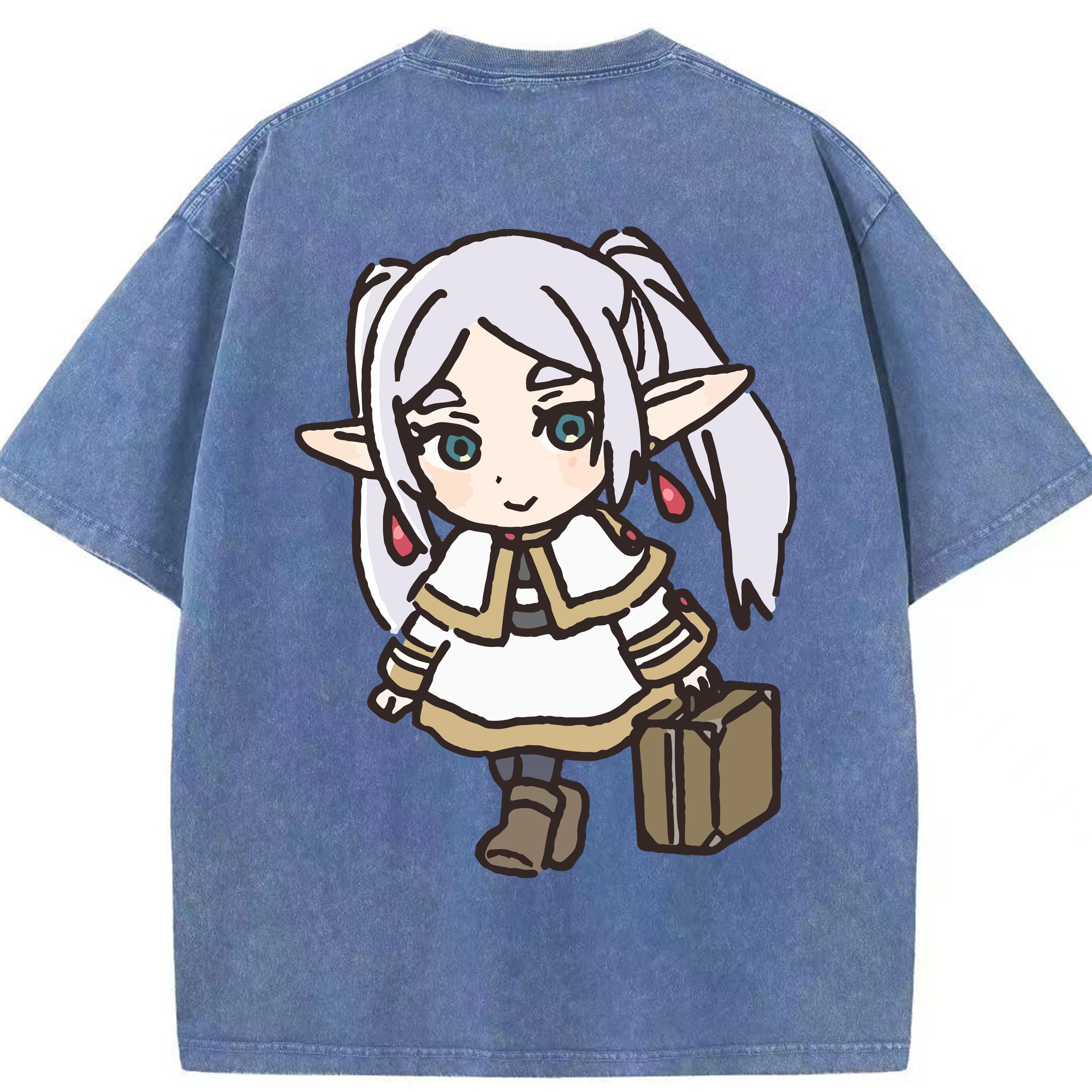 （画像用） 葬送のフリーレン Frieren 綿100% ヴィンテージ風 半袖Tシャツ（背面プリント）
