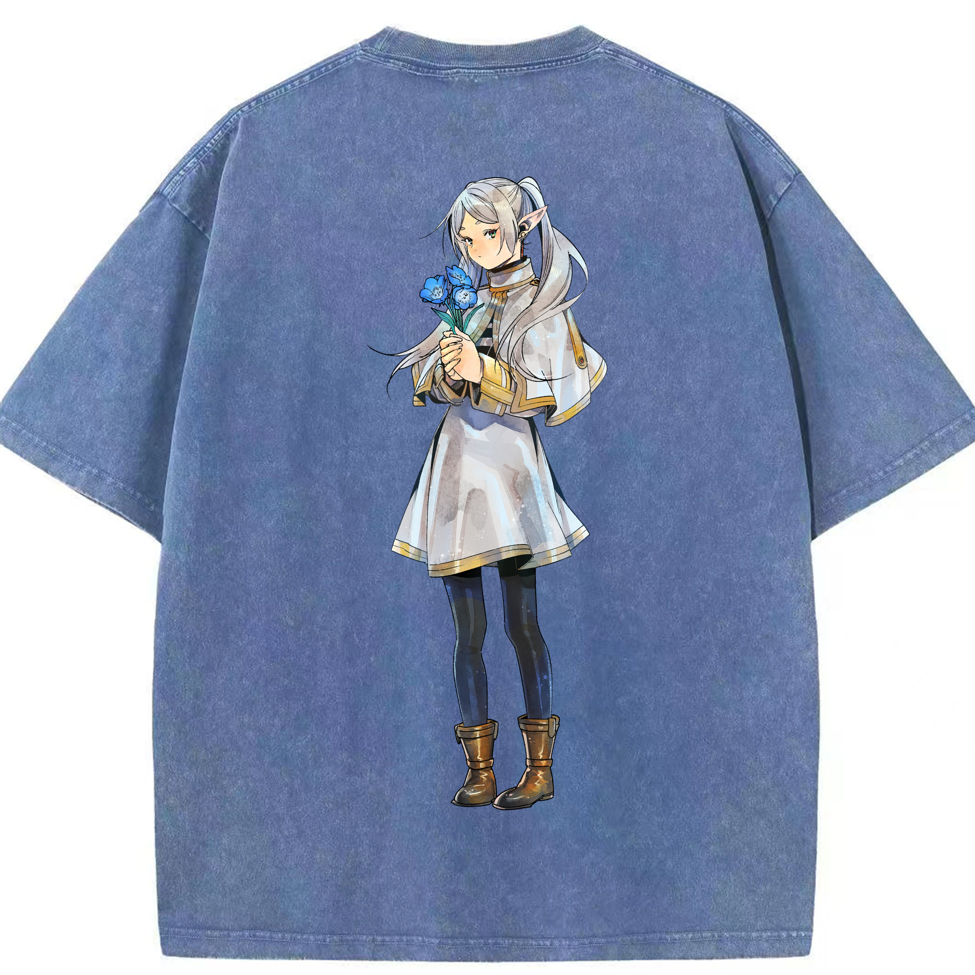 （画像用） 葬送のフリーレン Frieren 綿100% ヴィンテージ風 半袖Tシャツ（背面プリント）