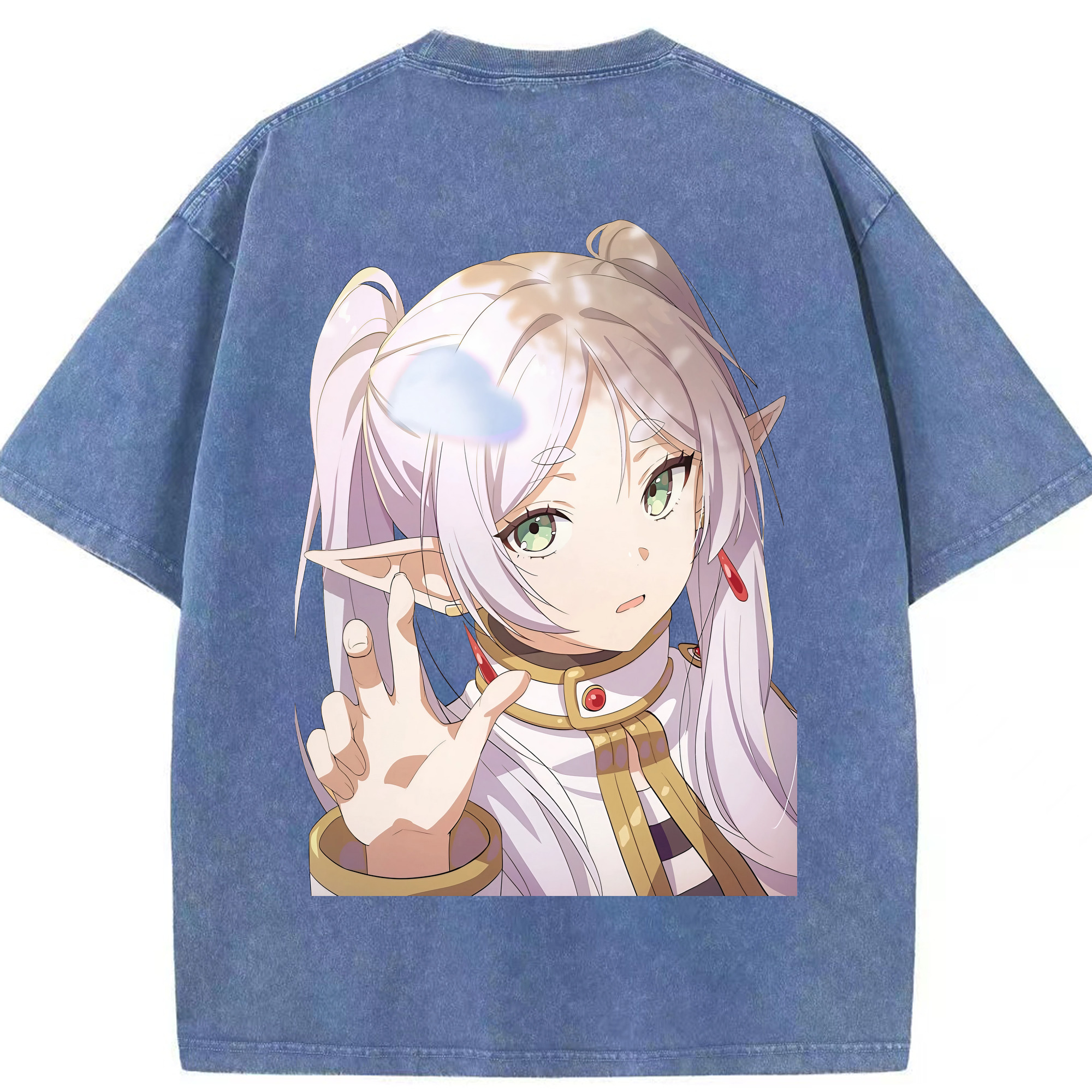（画像用） 葬送のフリーレン Frieren 綿100% ヴィンテージ風 半袖Tシャツ（背面プリント）