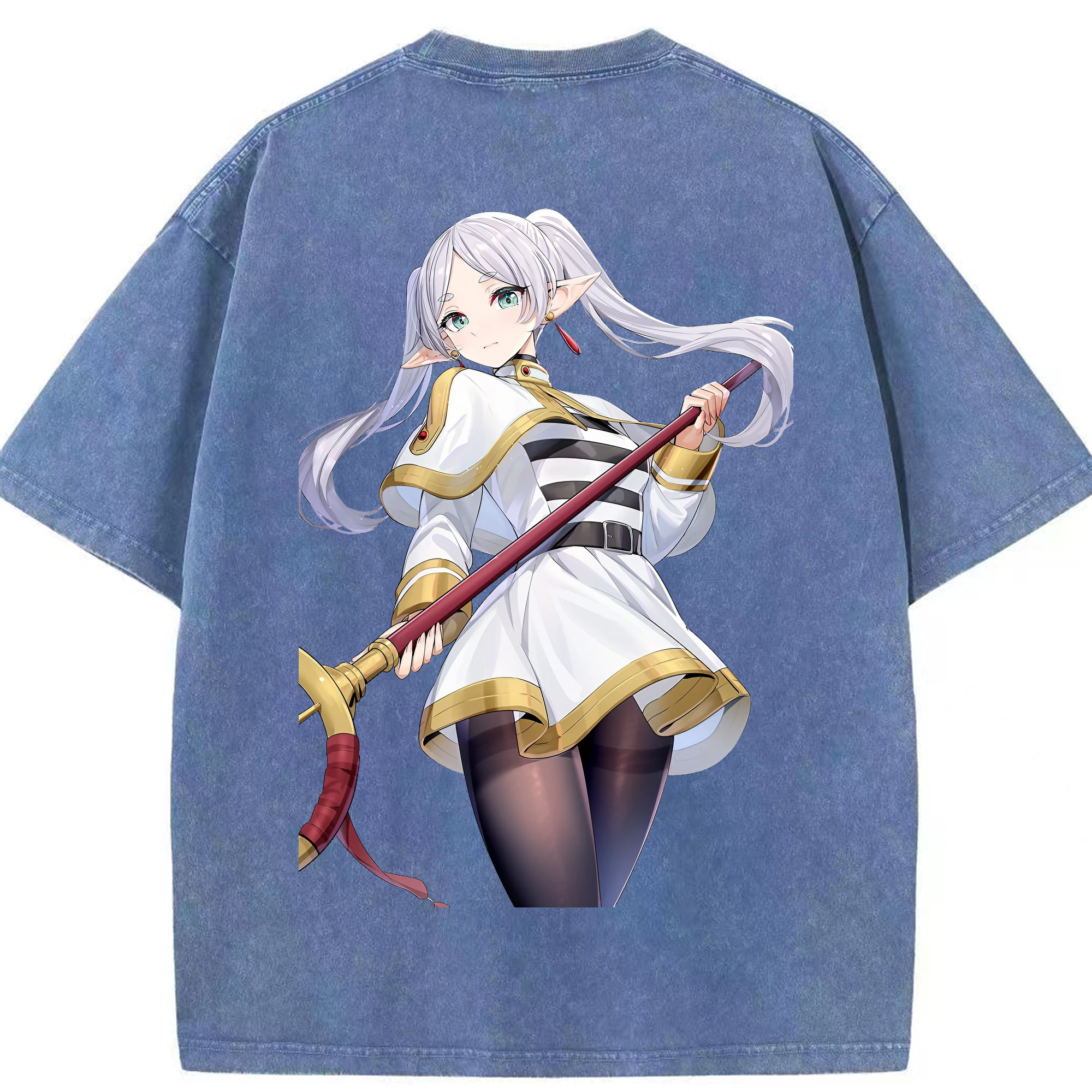 （画像用） 葬送のフリーレン Frieren 綿100% ヴィンテージ風 半袖Tシャツ（背面プリント）