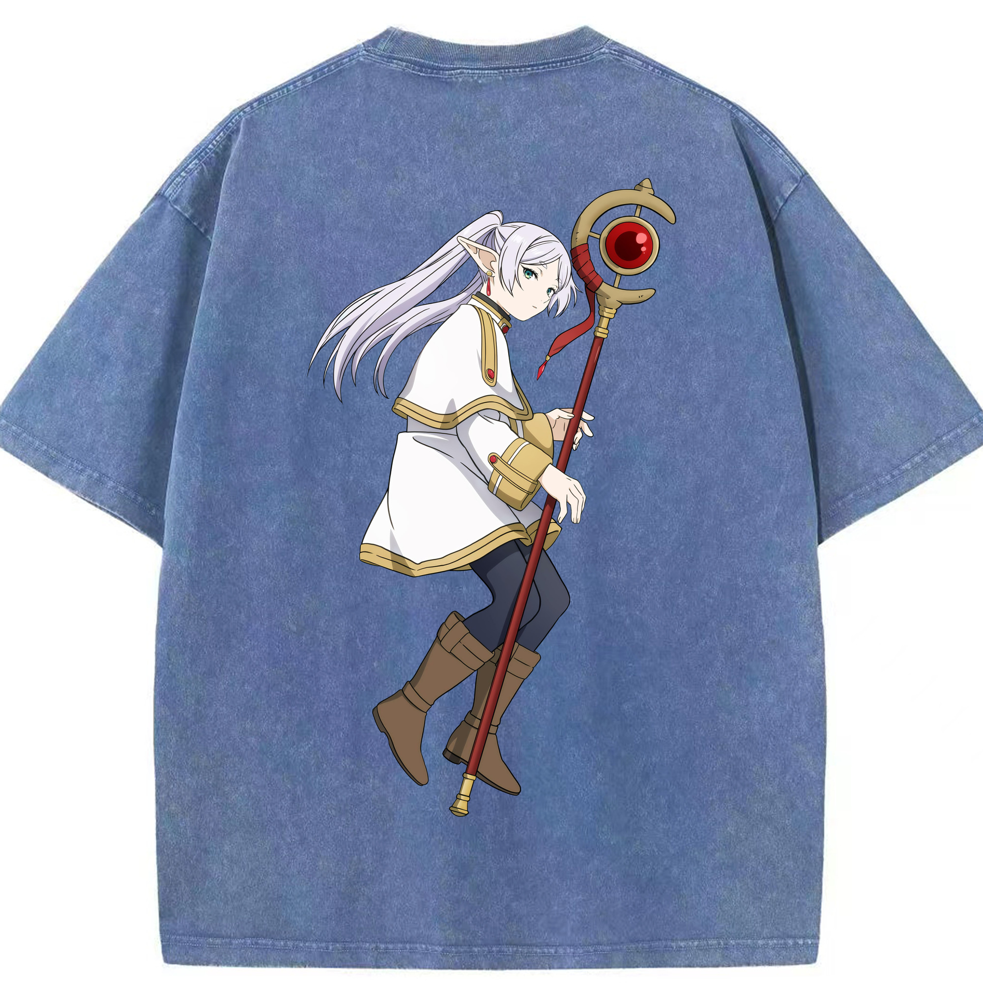 （画像用） 葬送のフリーレン Frieren 綿100% ヴィンテージ風 半袖Tシャツ（背面プリント）