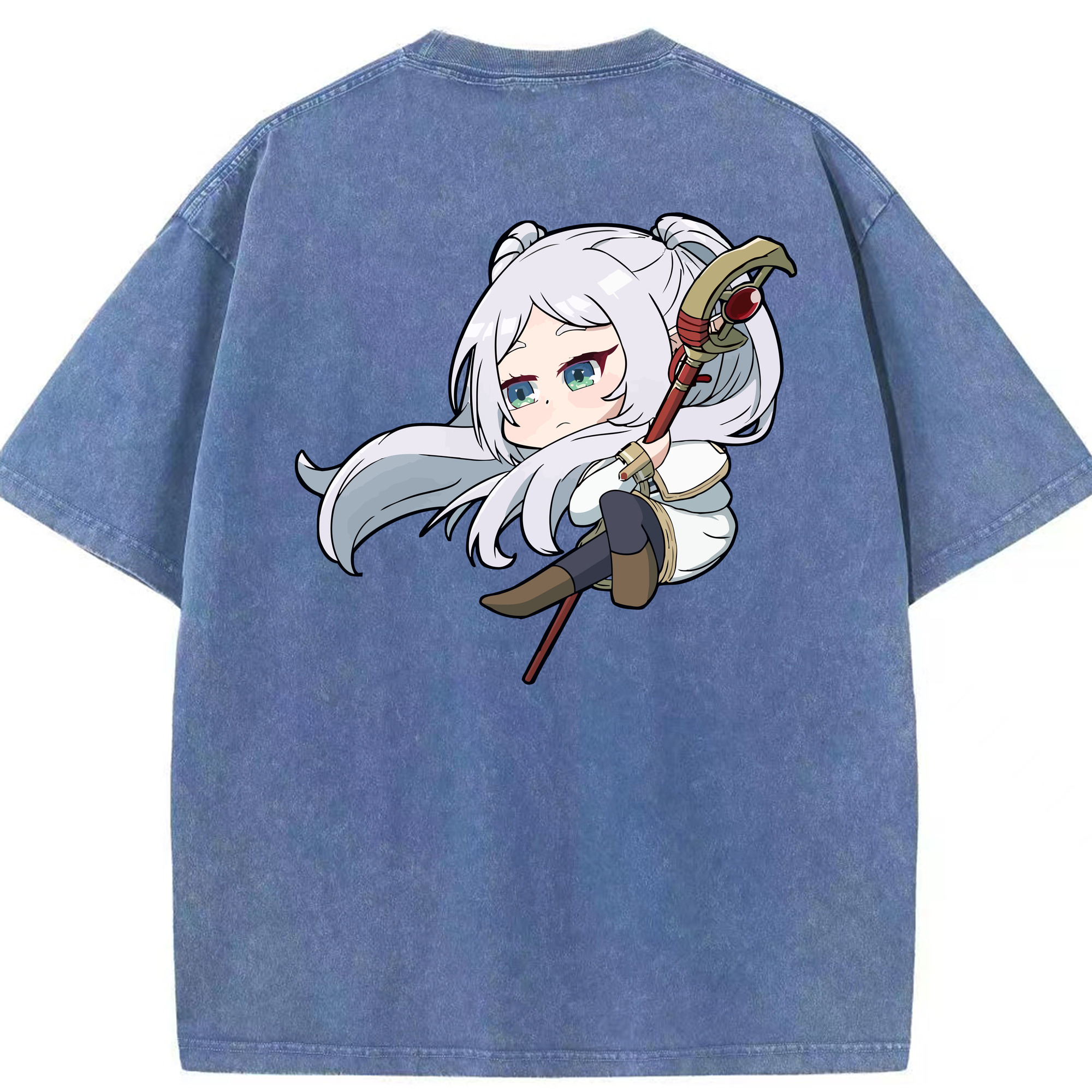 （画像用） 葬送のフリーレン Frieren 綿100% ヴィンテージ風 半袖Tシャツ（背面プリント）
