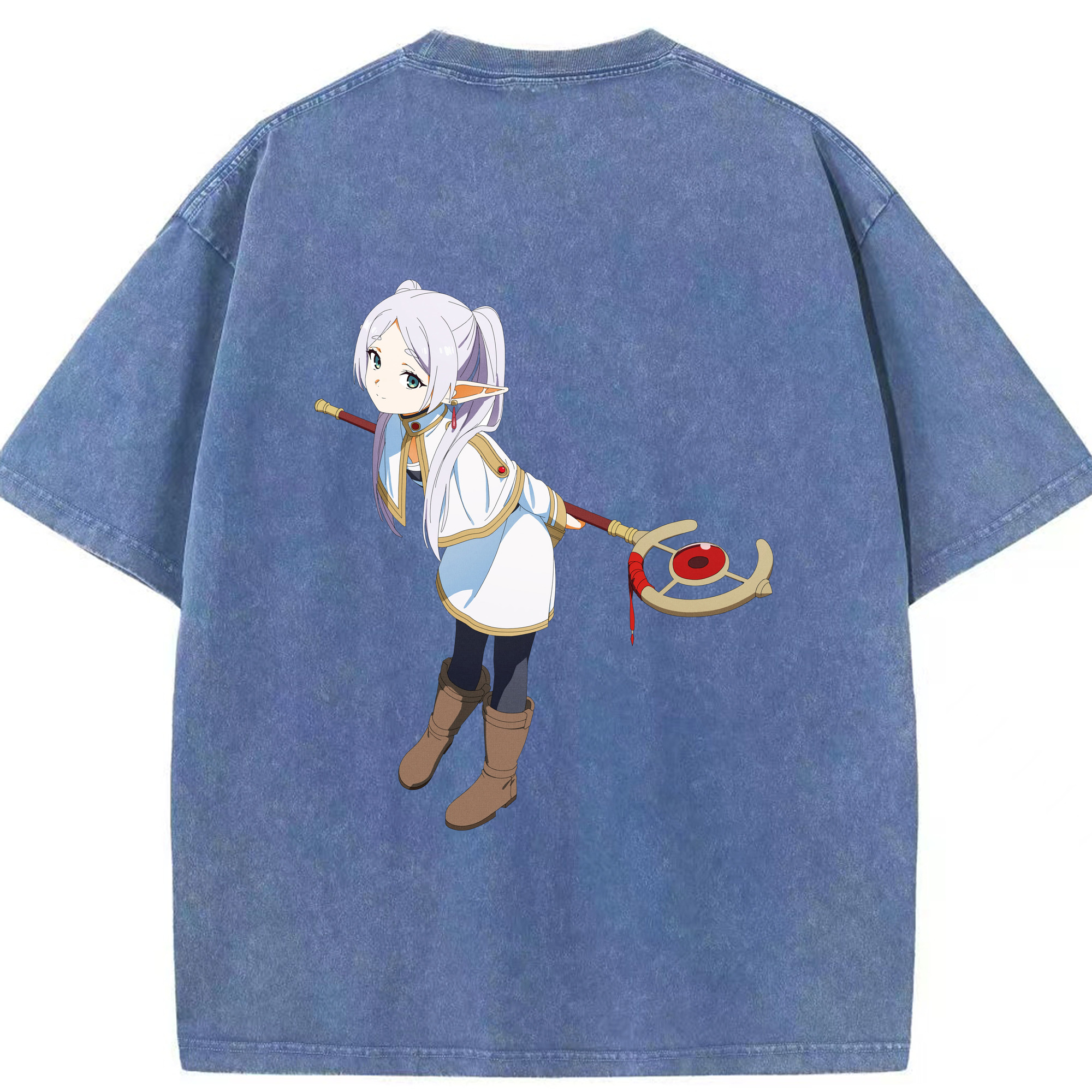 （画像用） 葬送のフリーレン Frieren 綿100% ヴィンテージ風 半袖Tシャツ（背面プリント）