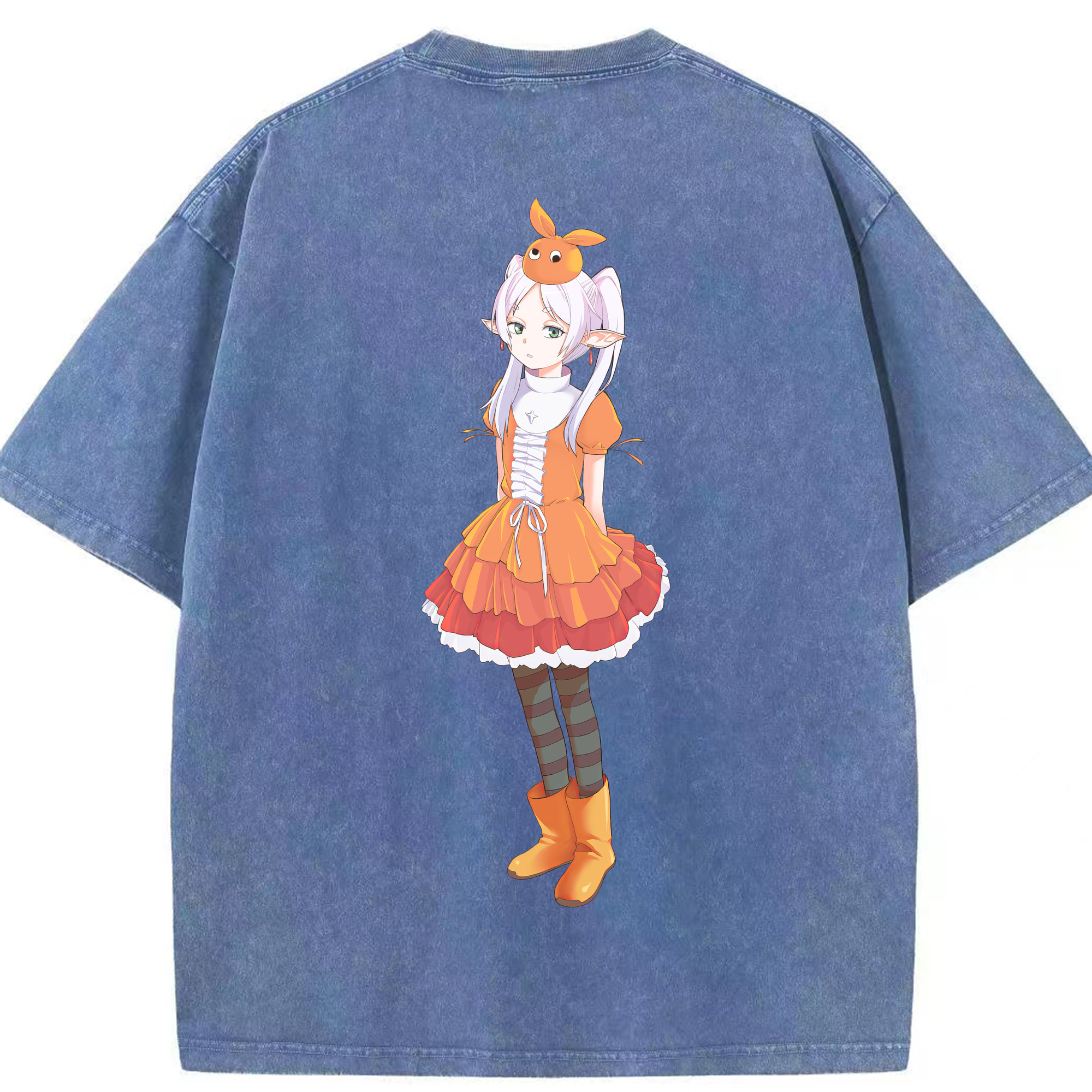 （画像用） 葬送のフリーレン Frieren 綿100% ヴィンテージ風 半袖Tシャツ（背面プリント）