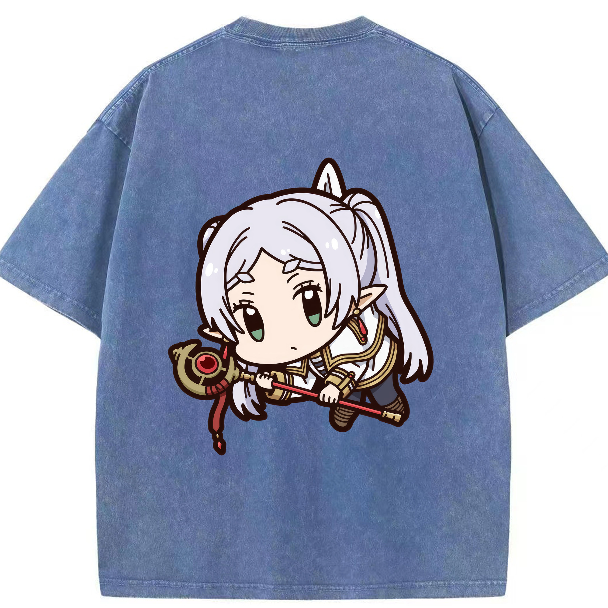（画像用） 葬送のフリーレン Frieren 綿100% ヴィンテージ風 半袖Tシャツ（背面プリント）