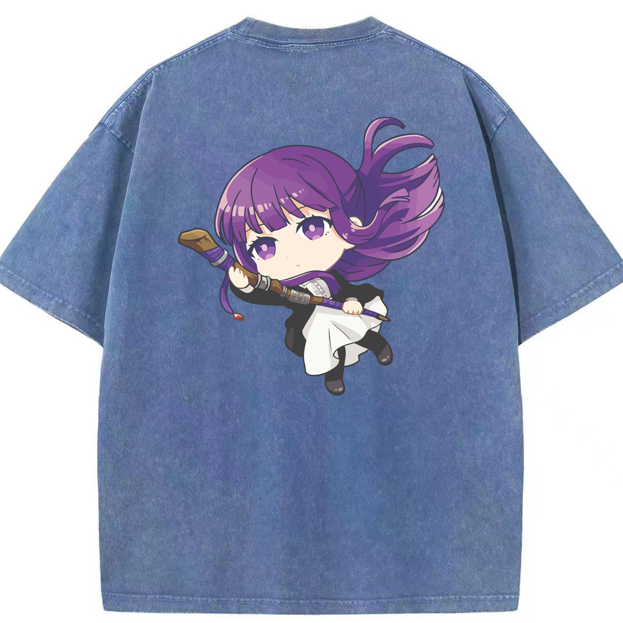 （画像用） 葬送のフリーレン Frieren 綿100% ヴィンテージ風 半袖Tシャツ（背面プリント）