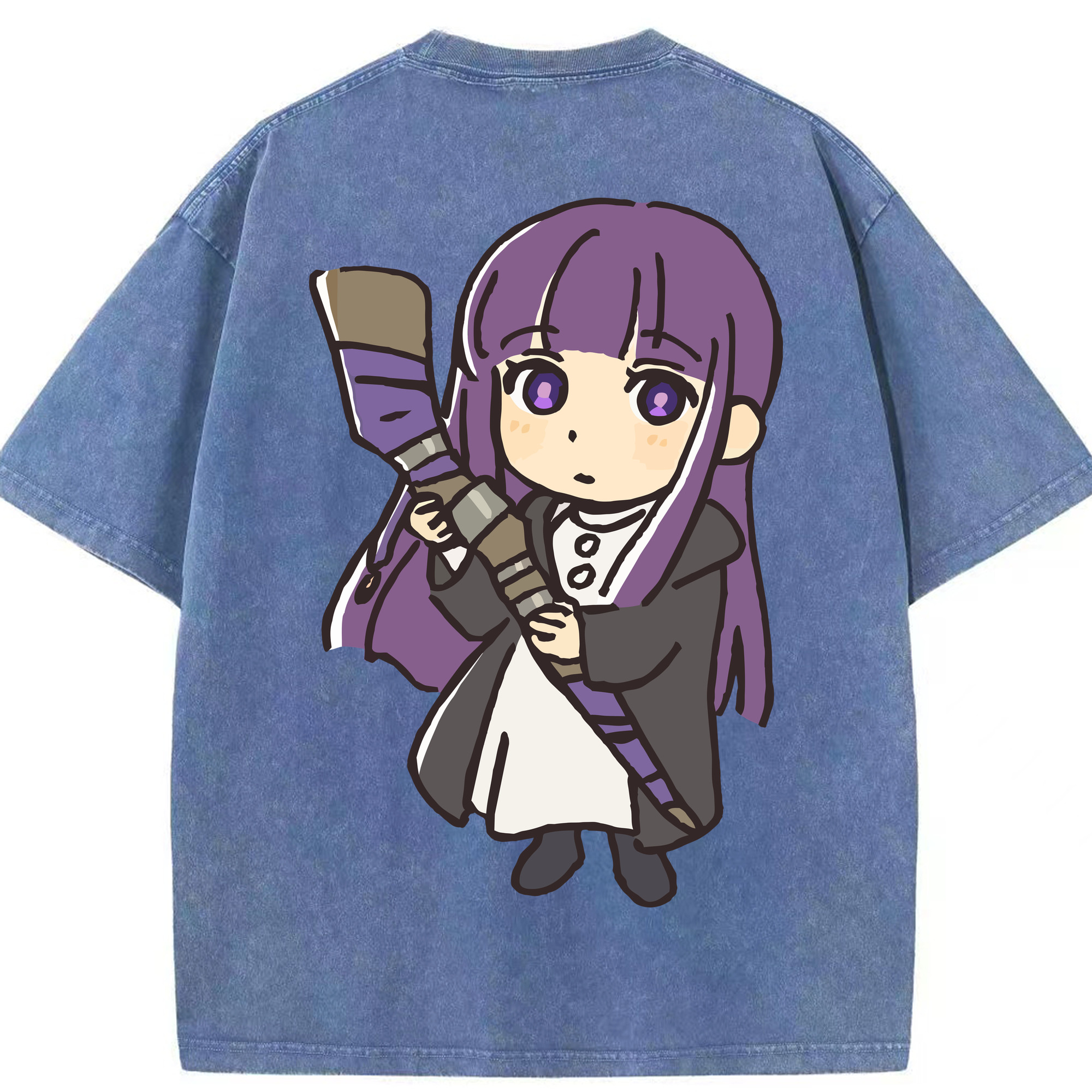 （画像用） 葬送のフリーレン Frieren 綿100% ヴィンテージ風 半袖Tシャツ（背面プリント）