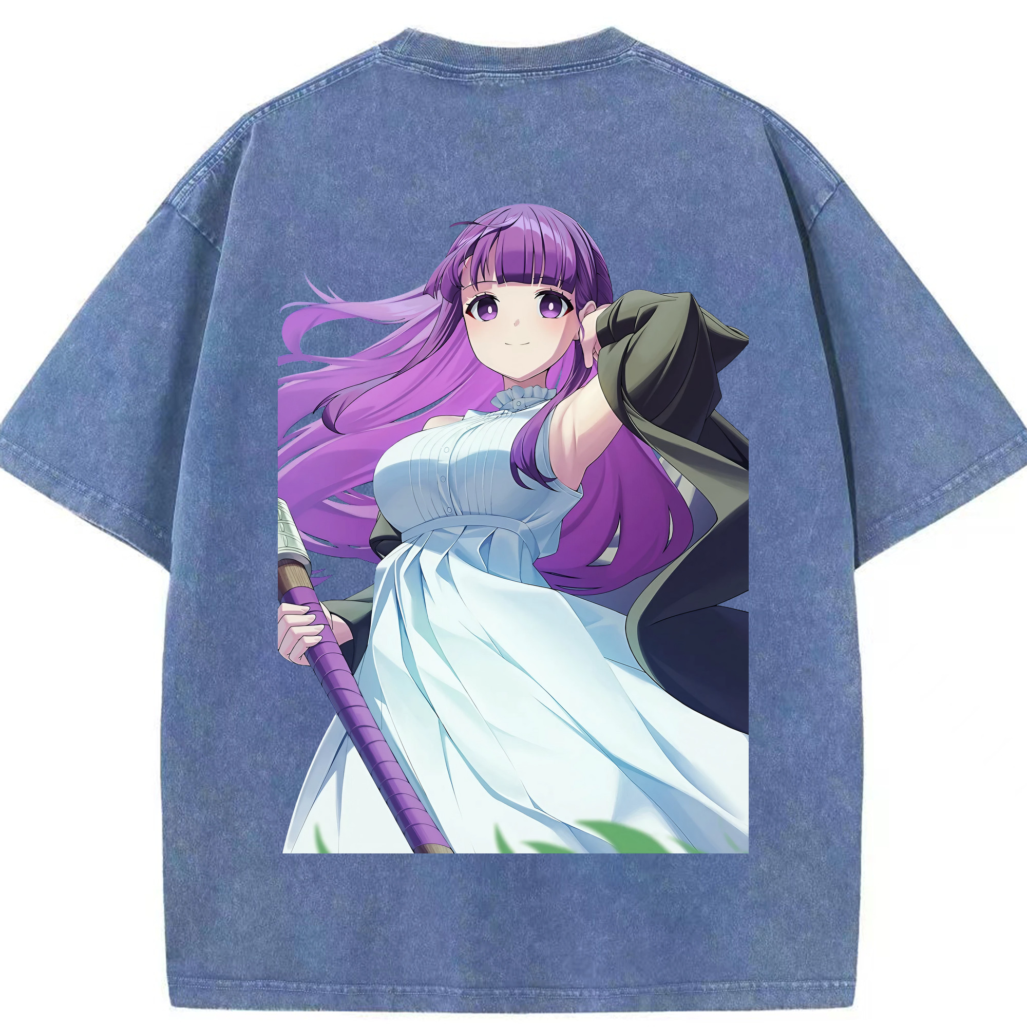 （画像用） 葬送のフリーレン Frieren 綿100% ヴィンテージ風 半袖Tシャツ（背面プリント）