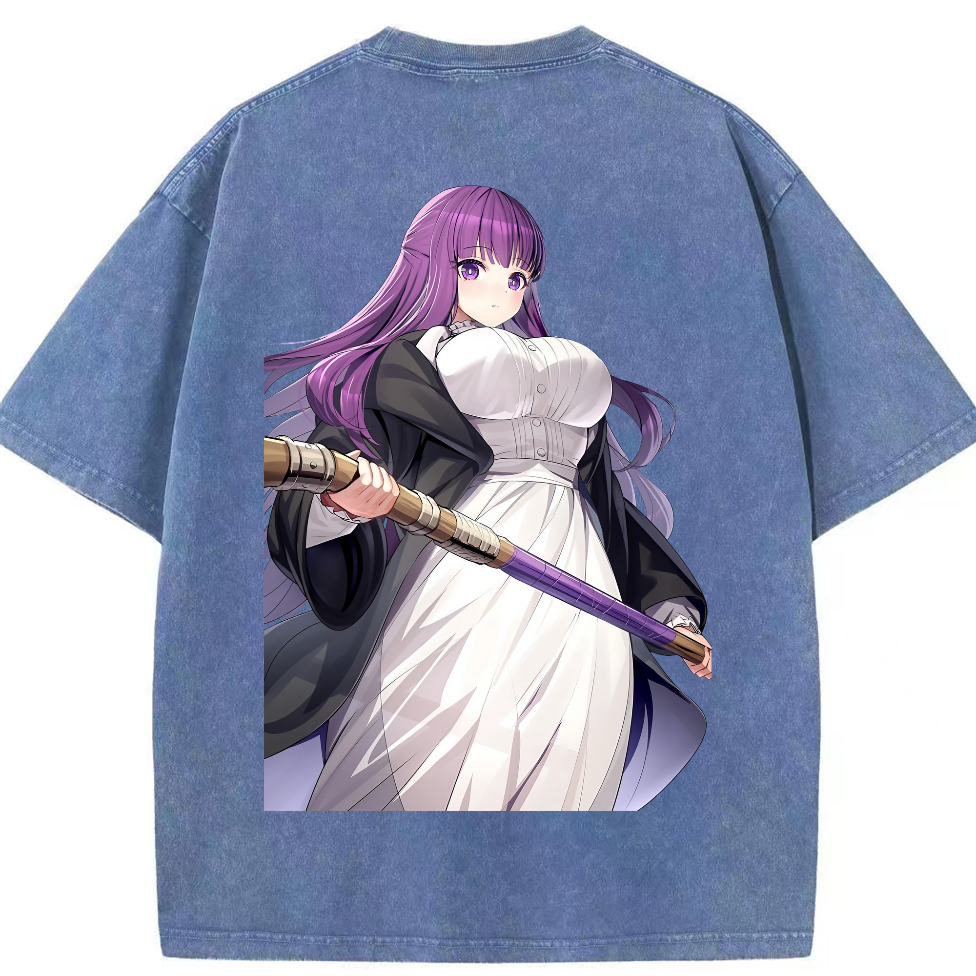（画像用） 葬送のフリーレン Frieren 綿100% ヴィンテージ風 半袖Tシャツ（背面プリント）