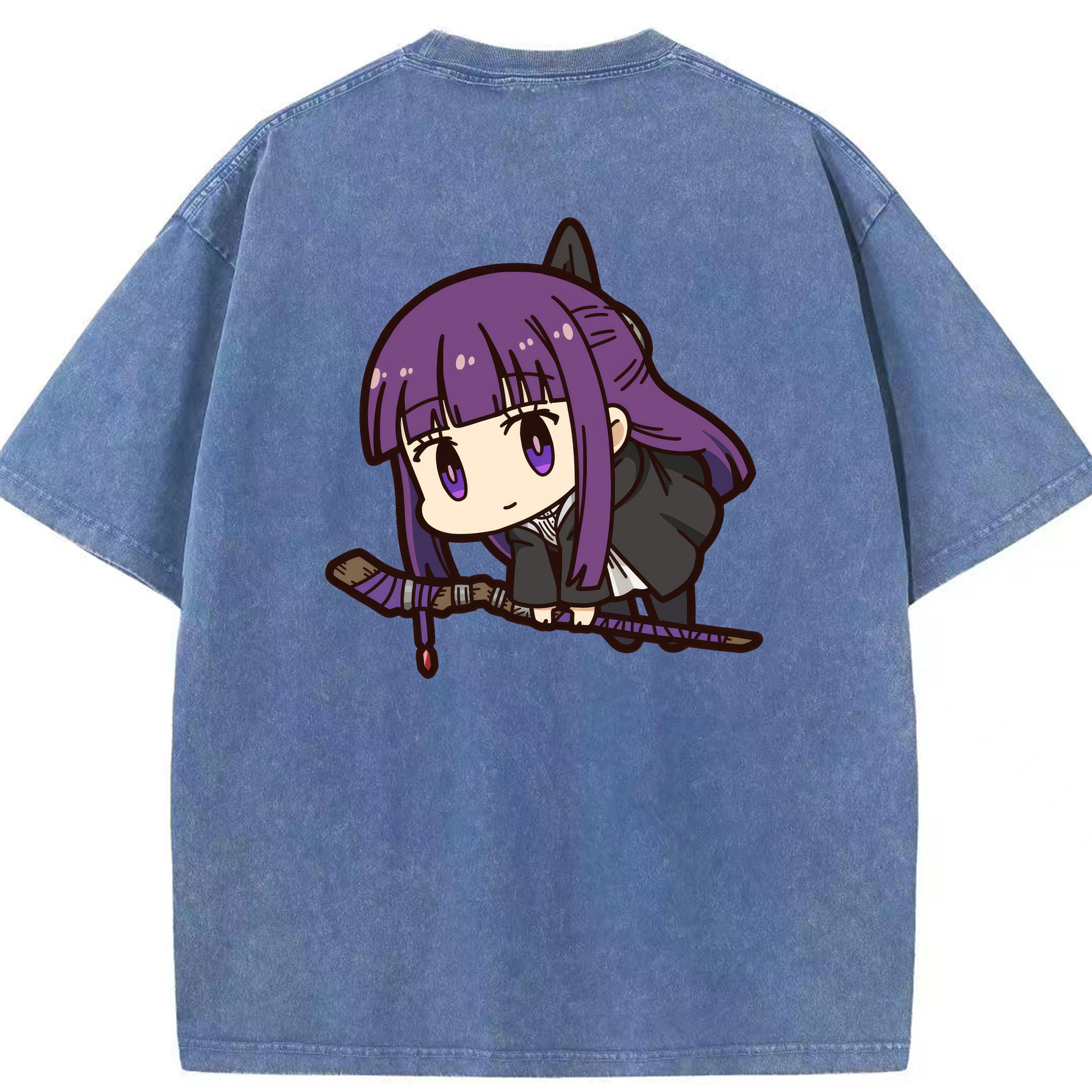 （画像用） 葬送のフリーレン Frieren 綿100% ヴィンテージ風 半袖Tシャツ（背面プリント）