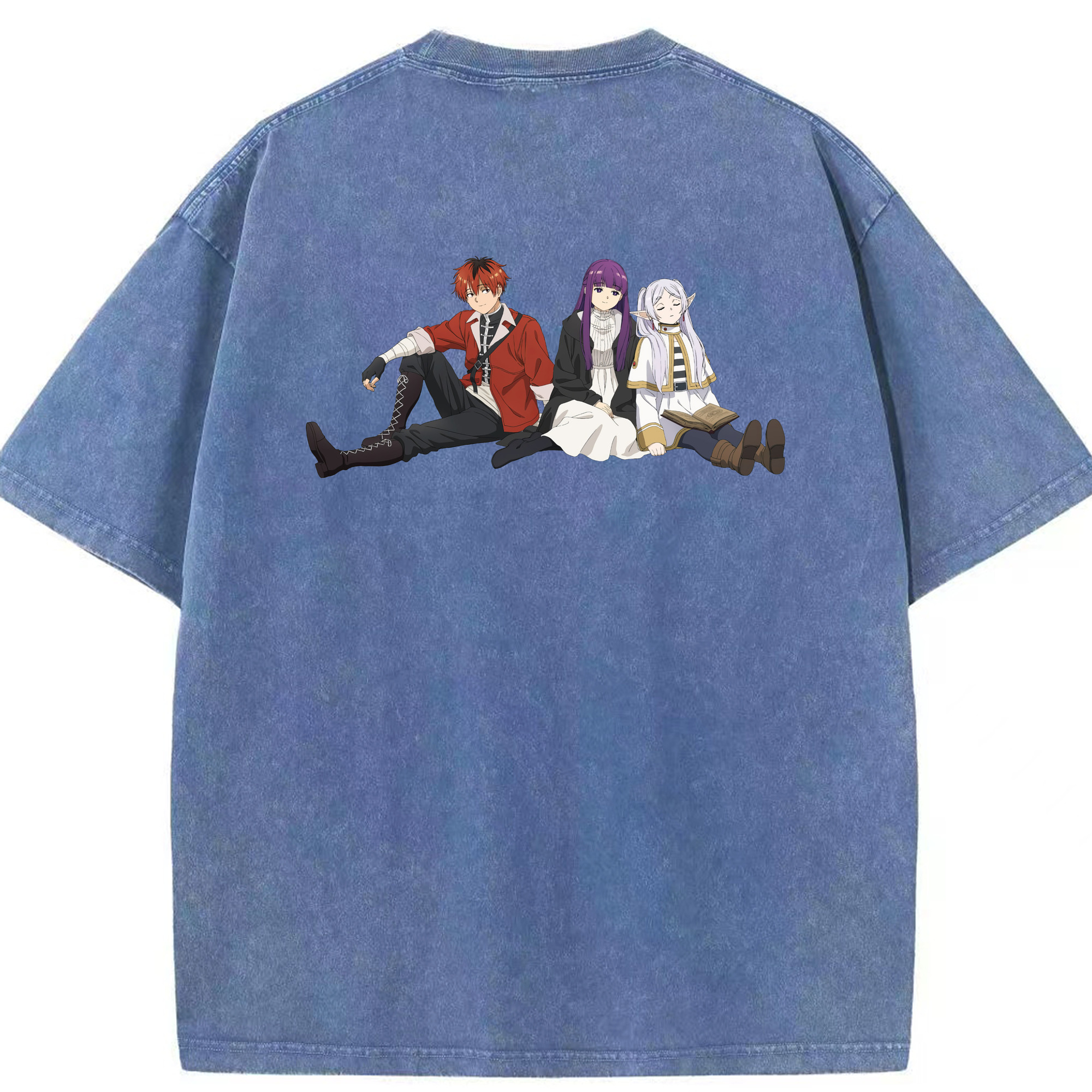 （画像用） 葬送のフリーレン Frieren 綿100% ヴィンテージ風 半袖Tシャツ（背面プリント）