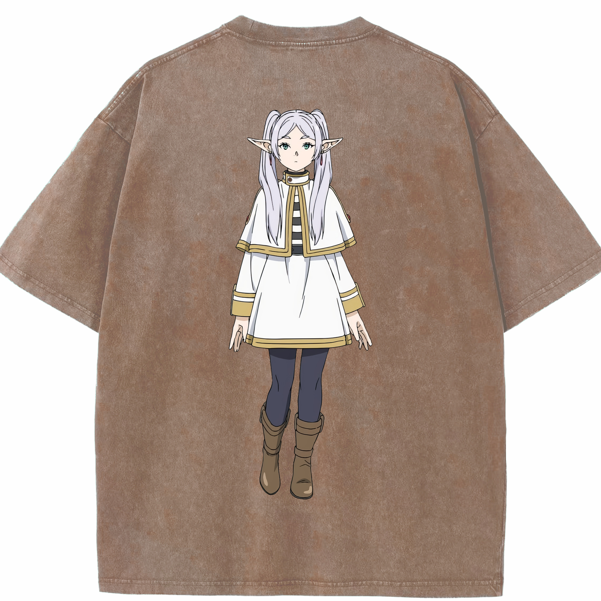 （画像用） 葬送のフリーレン Frieren 綿100% ヴィンテージ風 半袖Tシャツ（背面プリント）