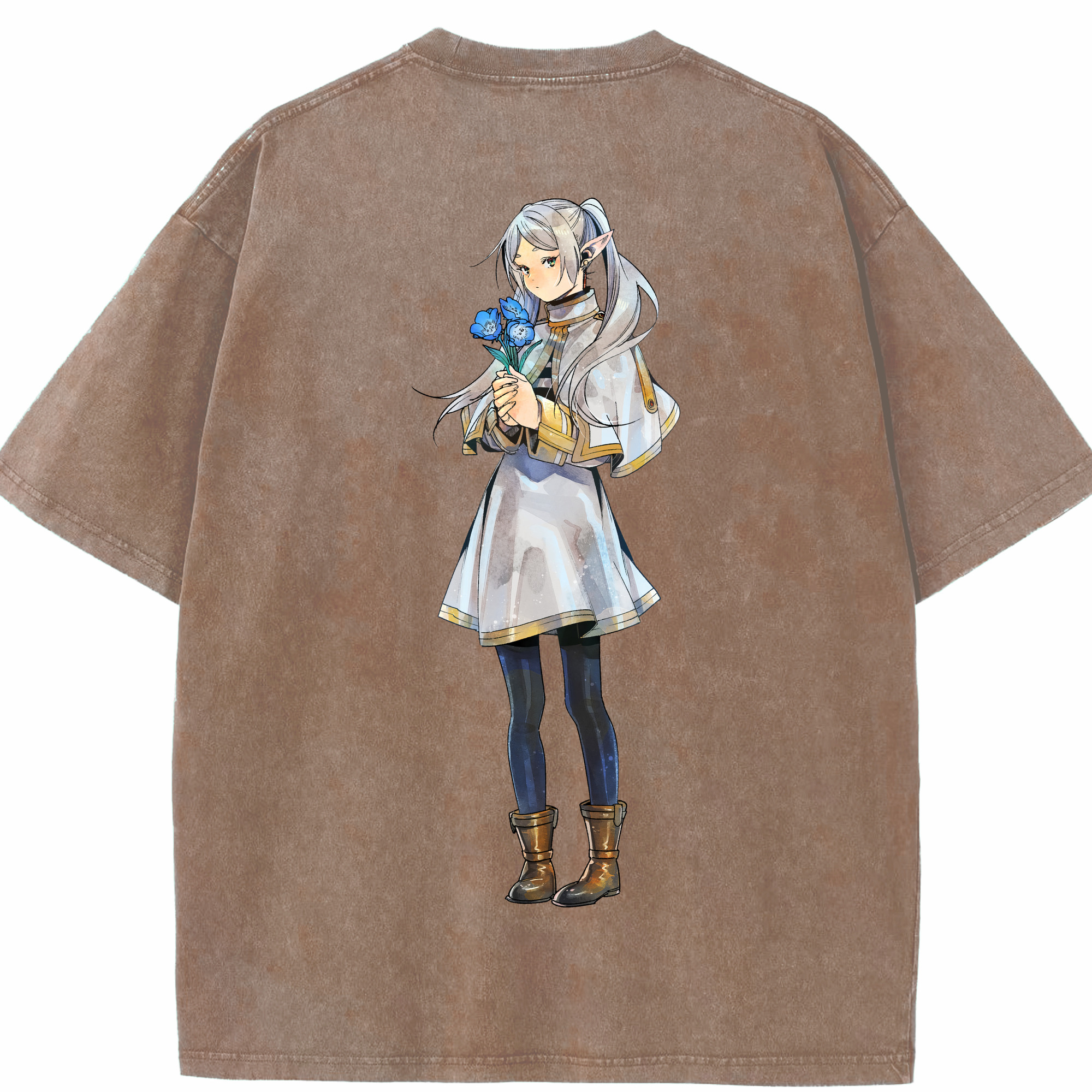 （画像用） 葬送のフリーレン Frieren 綿100% ヴィンテージ風 半袖Tシャツ（背面プリント）