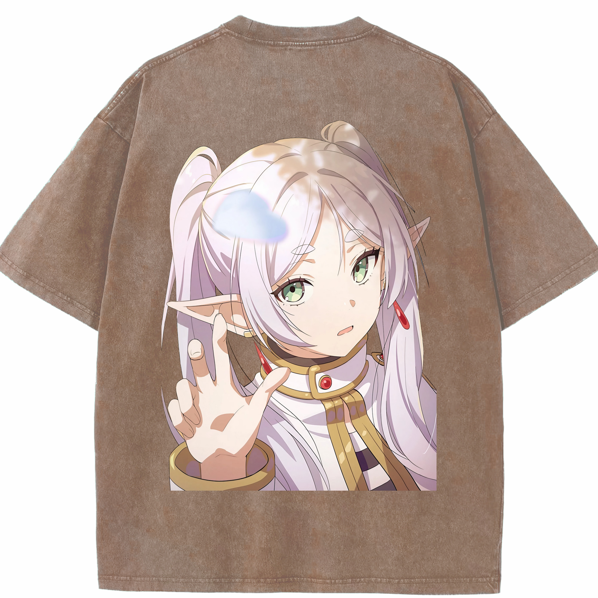 （画像用） 葬送のフリーレン Frieren 綿100% ヴィンテージ風 半袖Tシャツ（背面プリント）