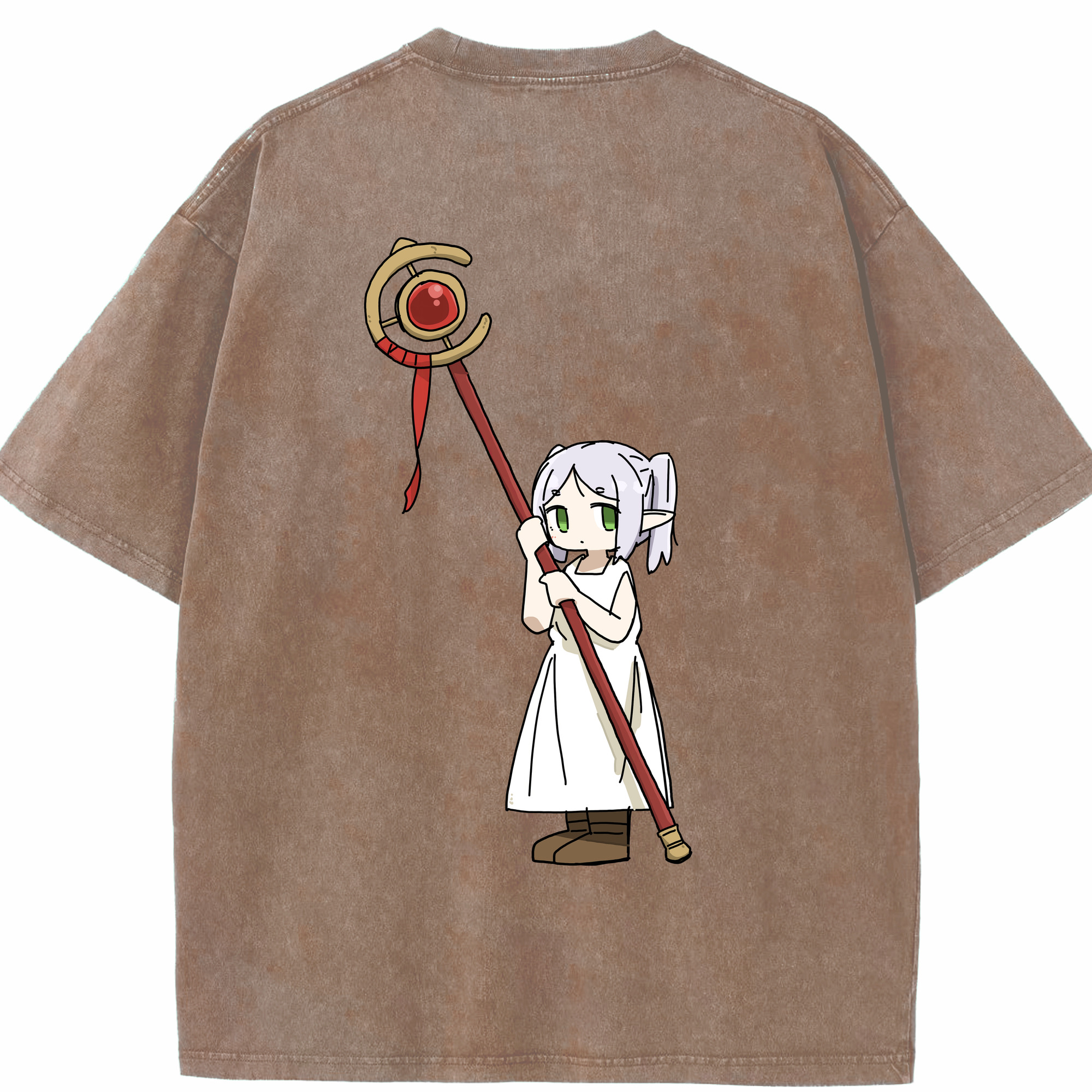 （画像用） 葬送のフリーレン Frieren 綿100% ヴィンテージ風 半袖Tシャツ（背面プリント）