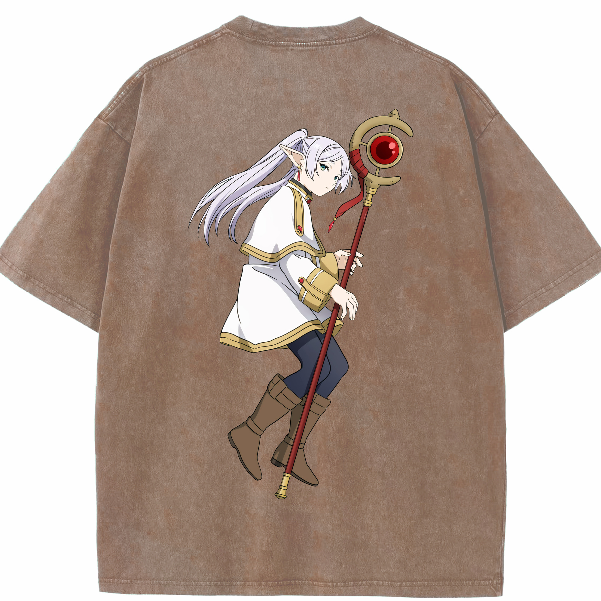 （画像用） 葬送のフリーレン Frieren 綿100% ヴィンテージ風 半袖Tシャツ（背面プリント）