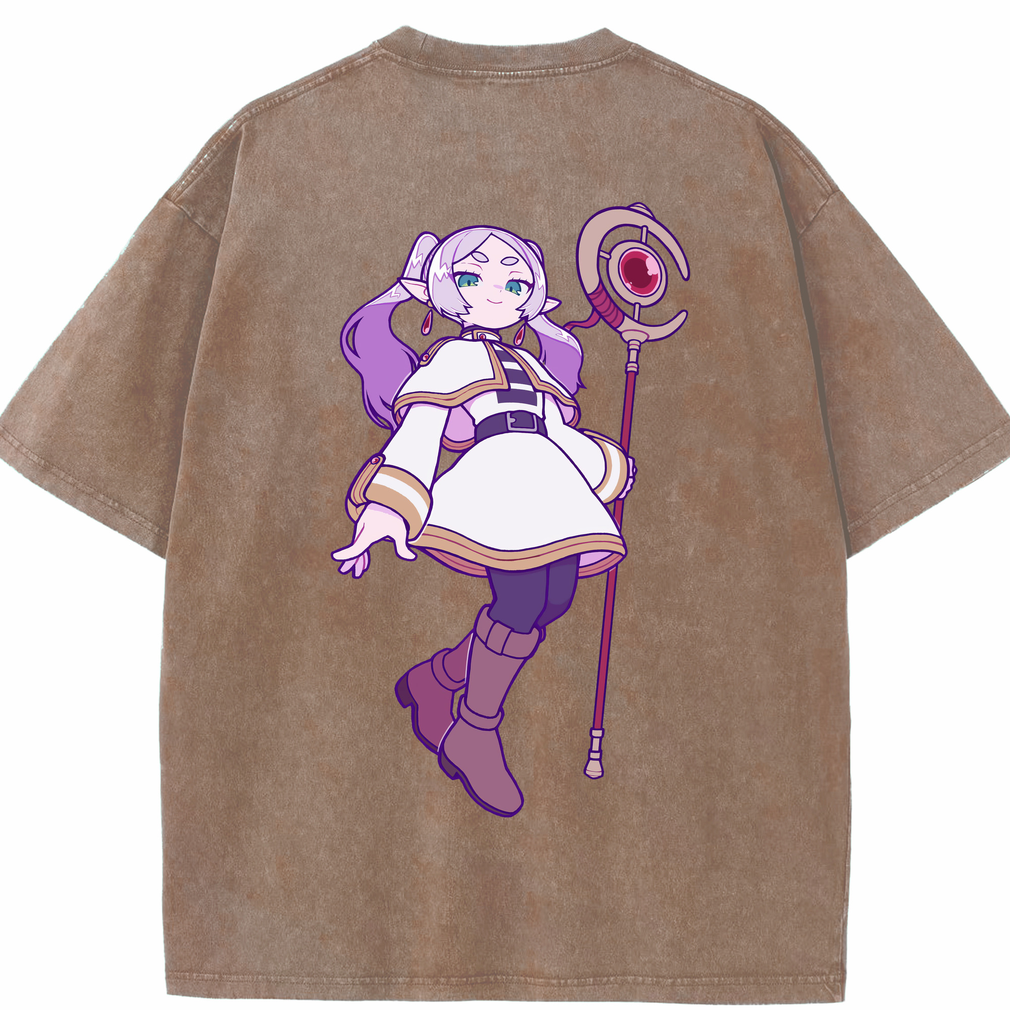 （画像用） 葬送のフリーレン Frieren 綿100% ヴィンテージ風 半袖Tシャツ（背面プリント）