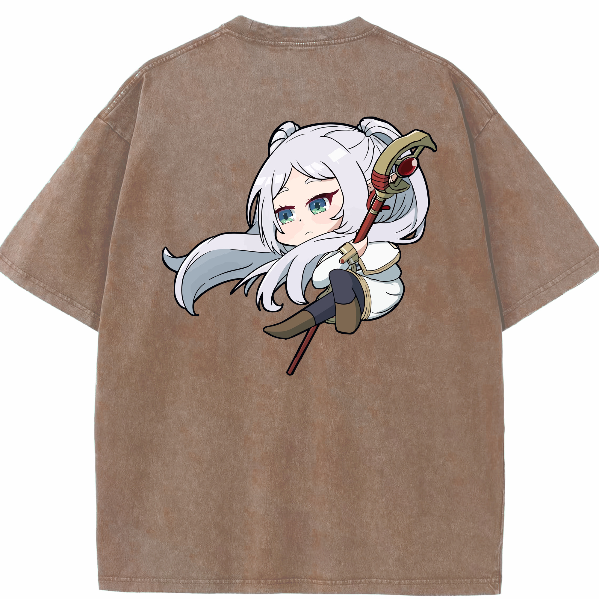 （画像用） 葬送のフリーレン Frieren 綿100% ヴィンテージ風 半袖Tシャツ（背面プリント）